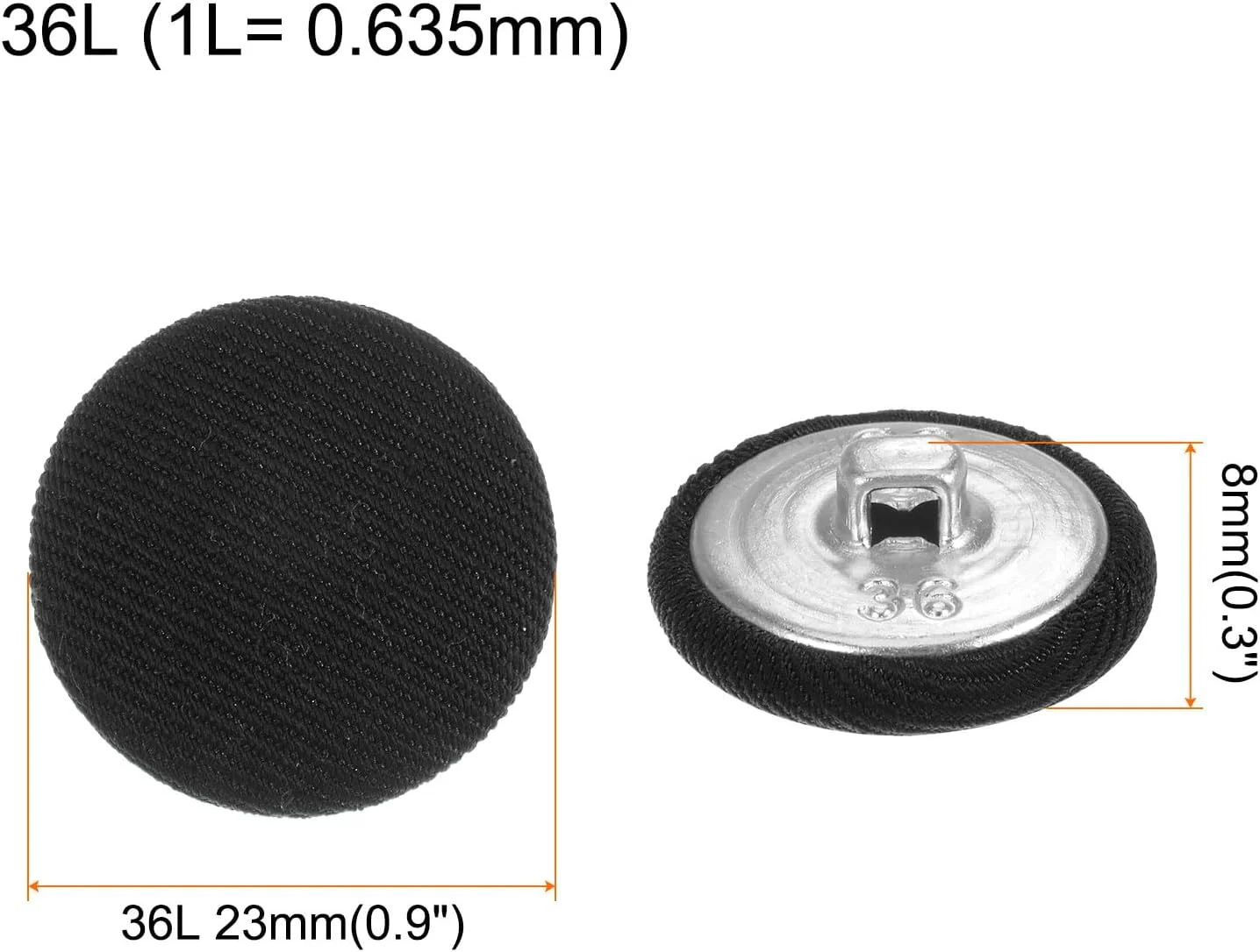 کوآرکزمان بسته 20 عددی دکمه پارچه ای 36 لیتری 23 میلی متری دکمه های فلزی گرد برای دوخت کت و شلوار، لباس، بلوز مشکی