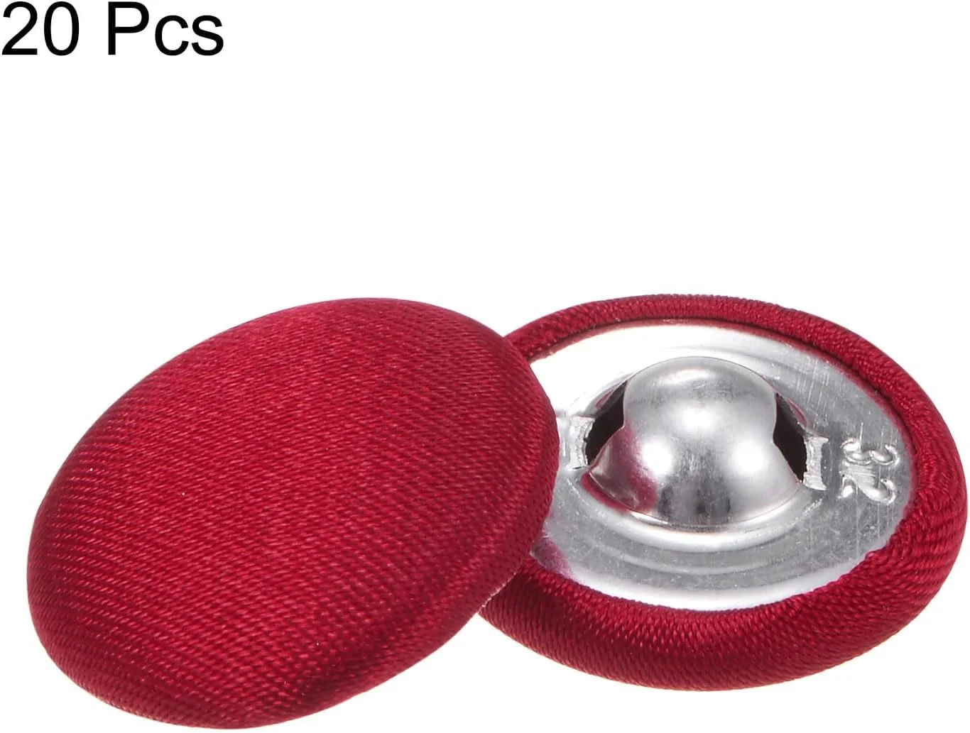 بسته 20 عددی دکمه های روکش پارچه ای 32 لیتری QUARKZMAN، دکمه های خیاطی فلزی ساق دار گرد 20 میلی متری برای کت و شلوار، لباس، بلوز، پلیور، قرمز