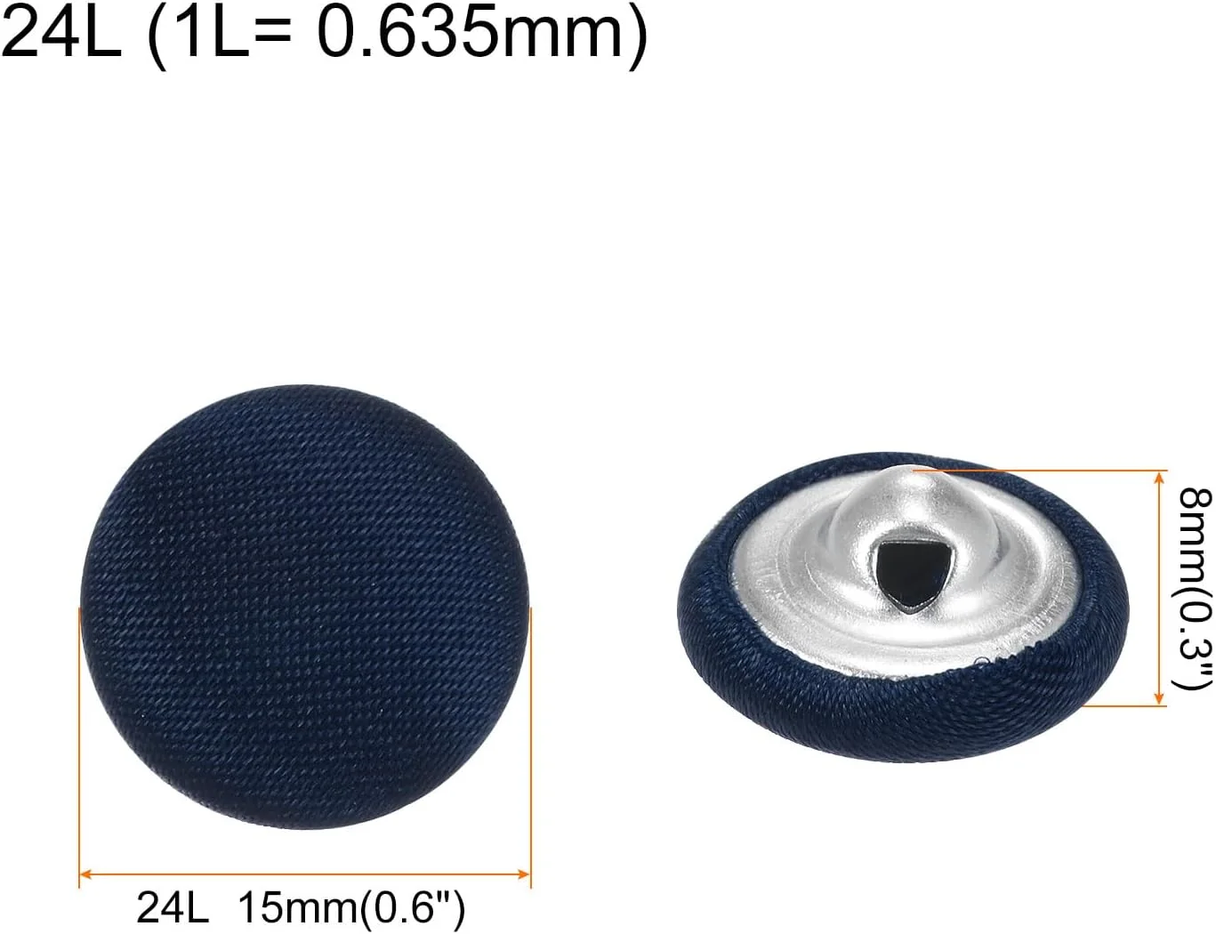 بسته 20 عددی دکمه های پارچه ای کوارکزمن، دکمه های خیاطی فلزی ساقه دار گرد 15 میلی متری برای کت و شلوار، لباس، بلوز، پلیور، سرمه ای