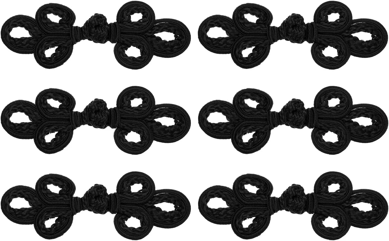 دکمه های قورباغه ای گره چینی QUARKZMAN، 6 جفت، دکمه های دوخت مشکی برای دوخت DIY، مناسب برای پالتو، شنل، ژاکت، لباس عروس