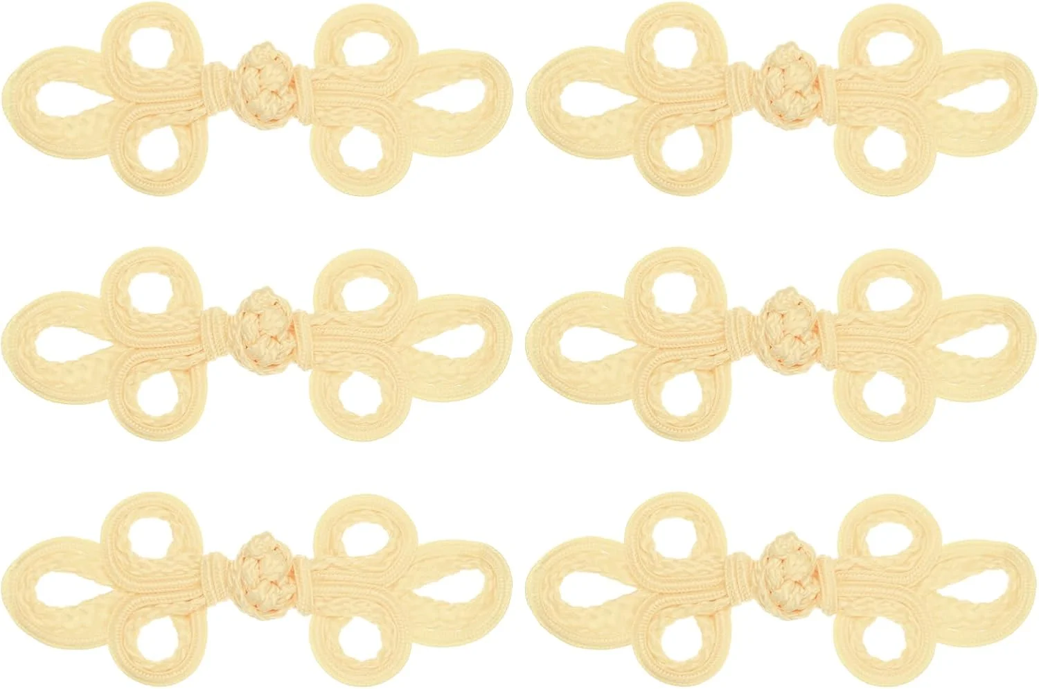 دکمه های قورباغه ای گره چینی QUARKZMAN، 6 جفت، دکمه های دوخت زردآلویی برای دوخت DIY، مناسب برای تزئین کت، شنل، ژاکت، لباس عروس