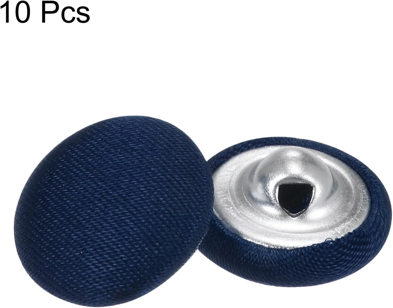 بسته 10 عددی دکمه های روکش پارچه ای 24 لیتری QUARKZMAN، دکمه های خیاطی فلزی ساق دار گرد 15 میلی متری برای کت و شلوار، لباس، بلوز، پلیور، آبی تیره