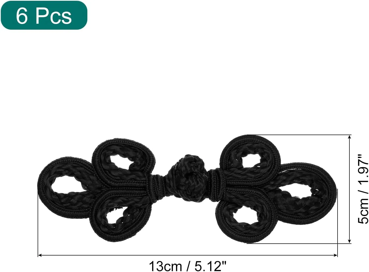 دکمه های قورباغه ای گره چینی QUARKZMAN، 6 جفت، دکمه های دوخت مشکی برای دوخت DIY، مناسب برای پالتو، شنل، ژاکت، لباس عروس