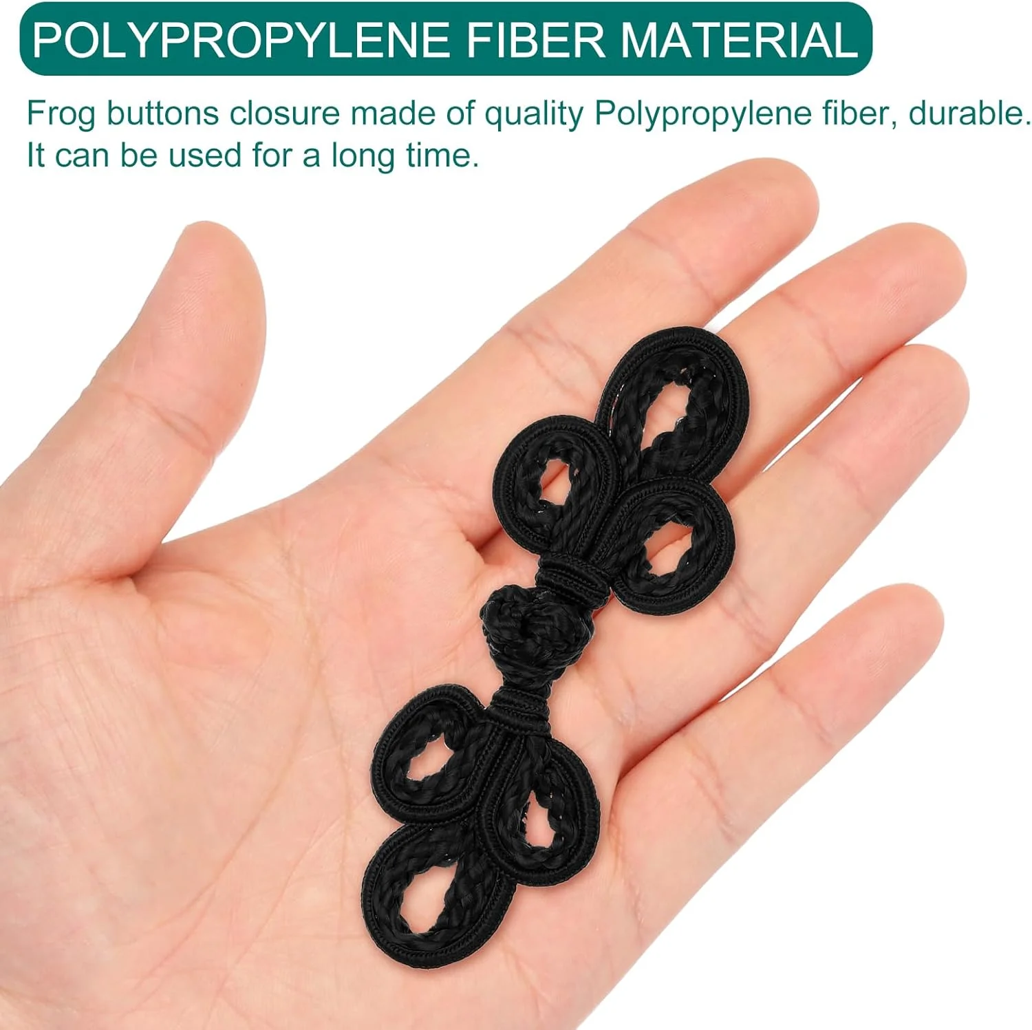 دکمه های قورباغه ای گره چینی QUARKZMAN، 6 جفت، دکمه های دوخت مشکی برای دوخت DIY، مناسب برای پالتو، شنل، ژاکت، لباس عروس