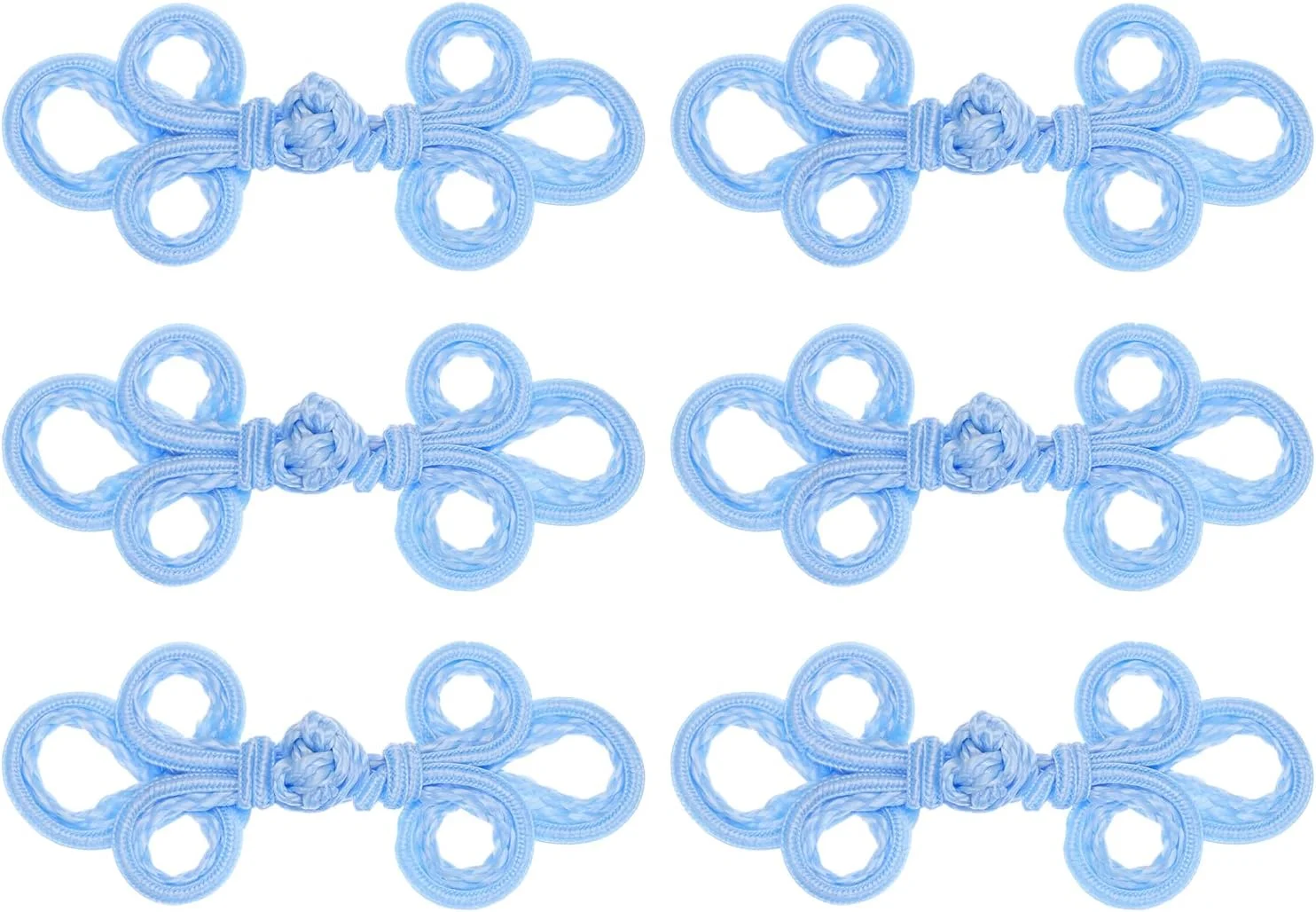 دکمه های قورباغه ای گره ای چینی QUARKZMAN، 6 جفت، دکمه های دوخت آبی آسمانی برای دوخت DIY، کت، شنل، ژاکت، لباس عروس