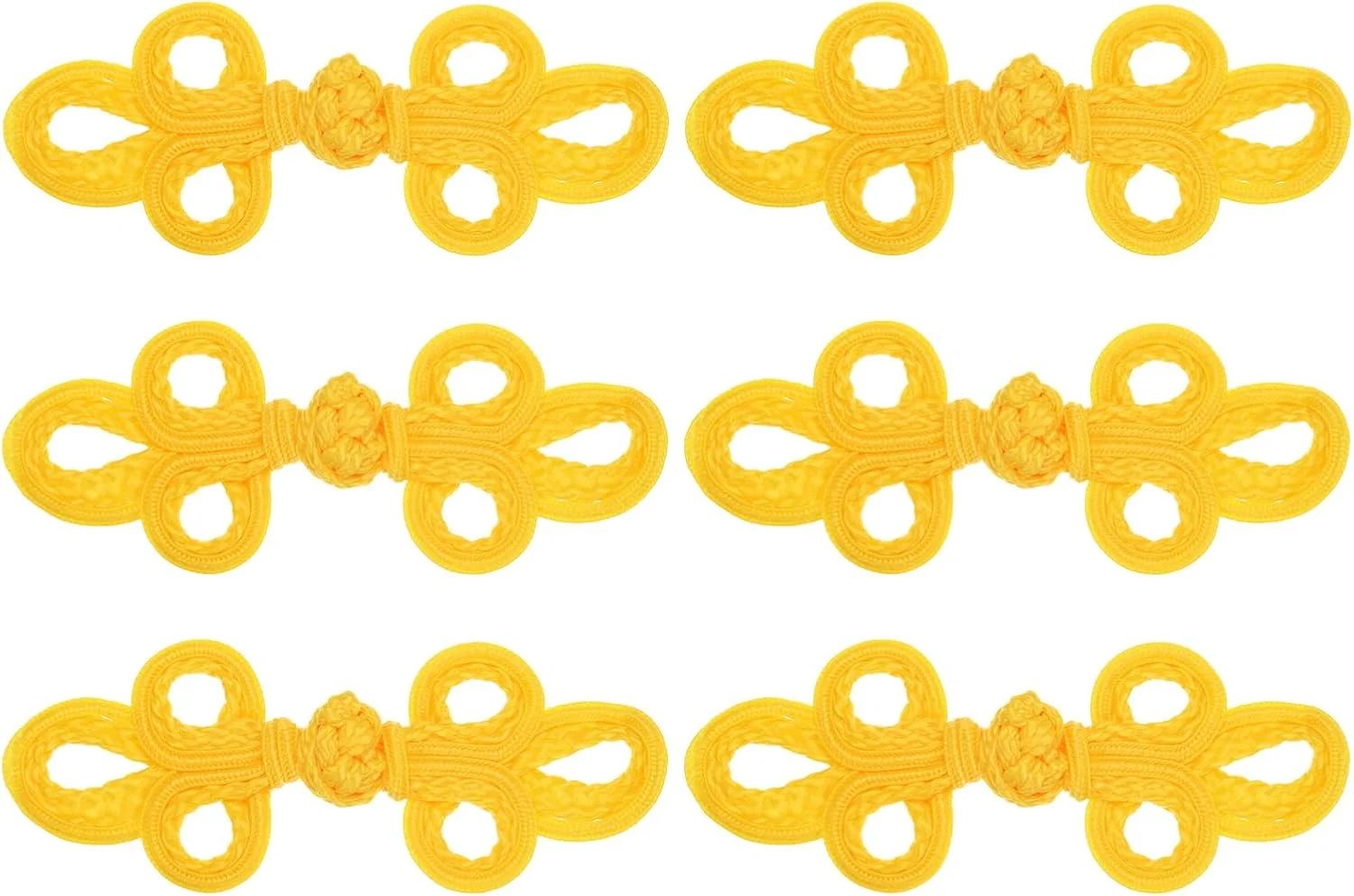 دکمه های قورباغه ای گره چینی QUARKZMAN، 6 جفت، دکمه های خیاطی زرد روشن برای خیاطی DIY، کت، شنل، ژاکت، لباس عروس