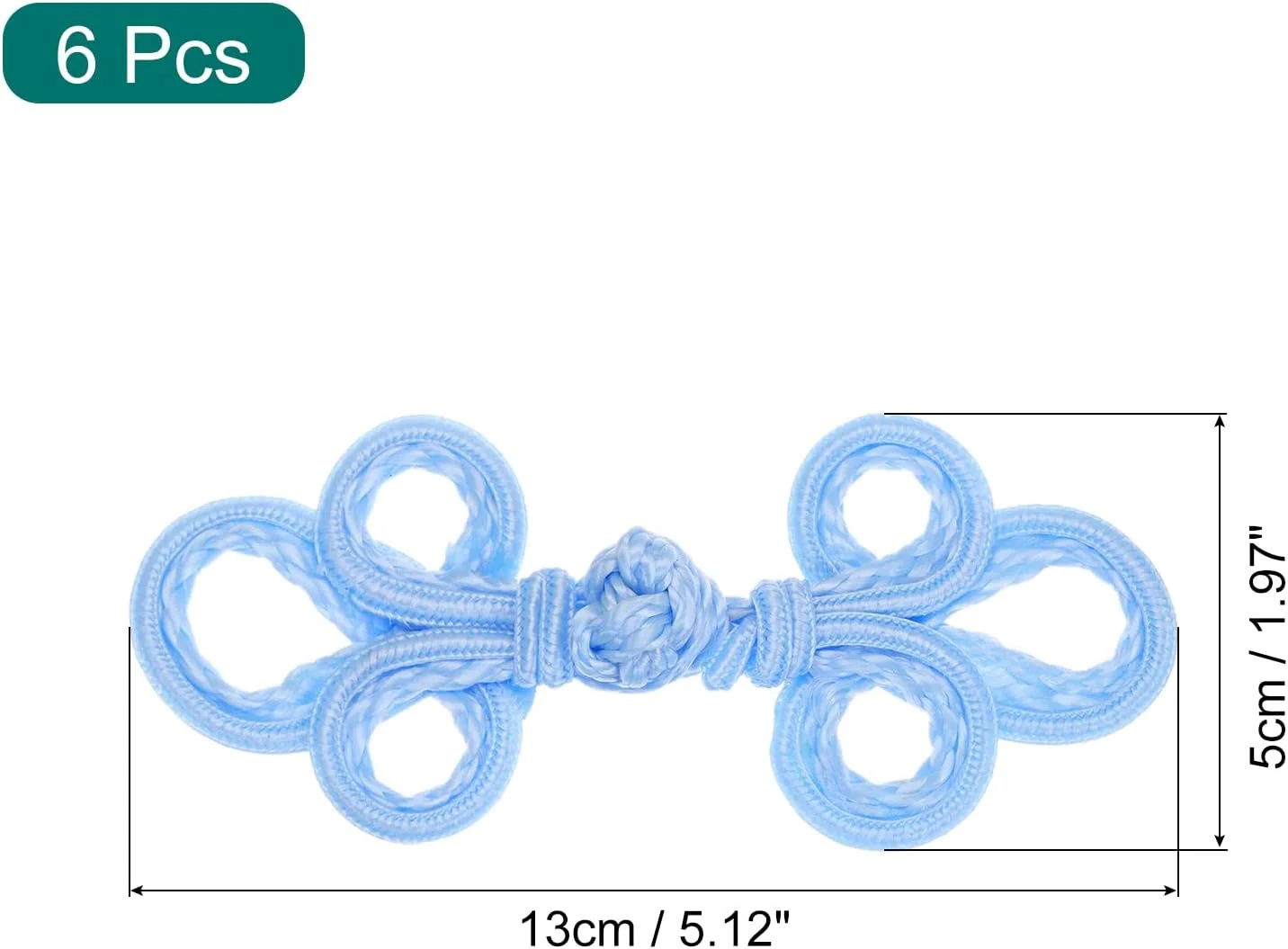 دکمه های قورباغه ای گره ای چینی QUARKZMAN، 6 جفت، دکمه های دوخت آبی آسمانی برای دوخت DIY، کت، شنل، ژاکت، لباس عروس