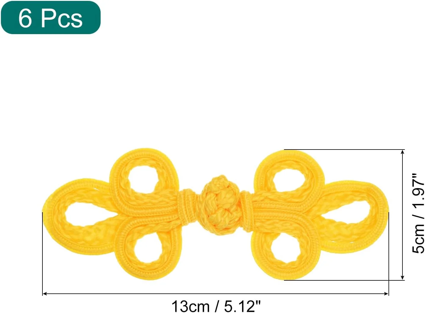 دکمه های قورباغه ای گره چینی QUARKZMAN، 6 جفت، دکمه های خیاطی زرد روشن برای خیاطی DIY، کت، شنل، ژاکت، لباس عروس