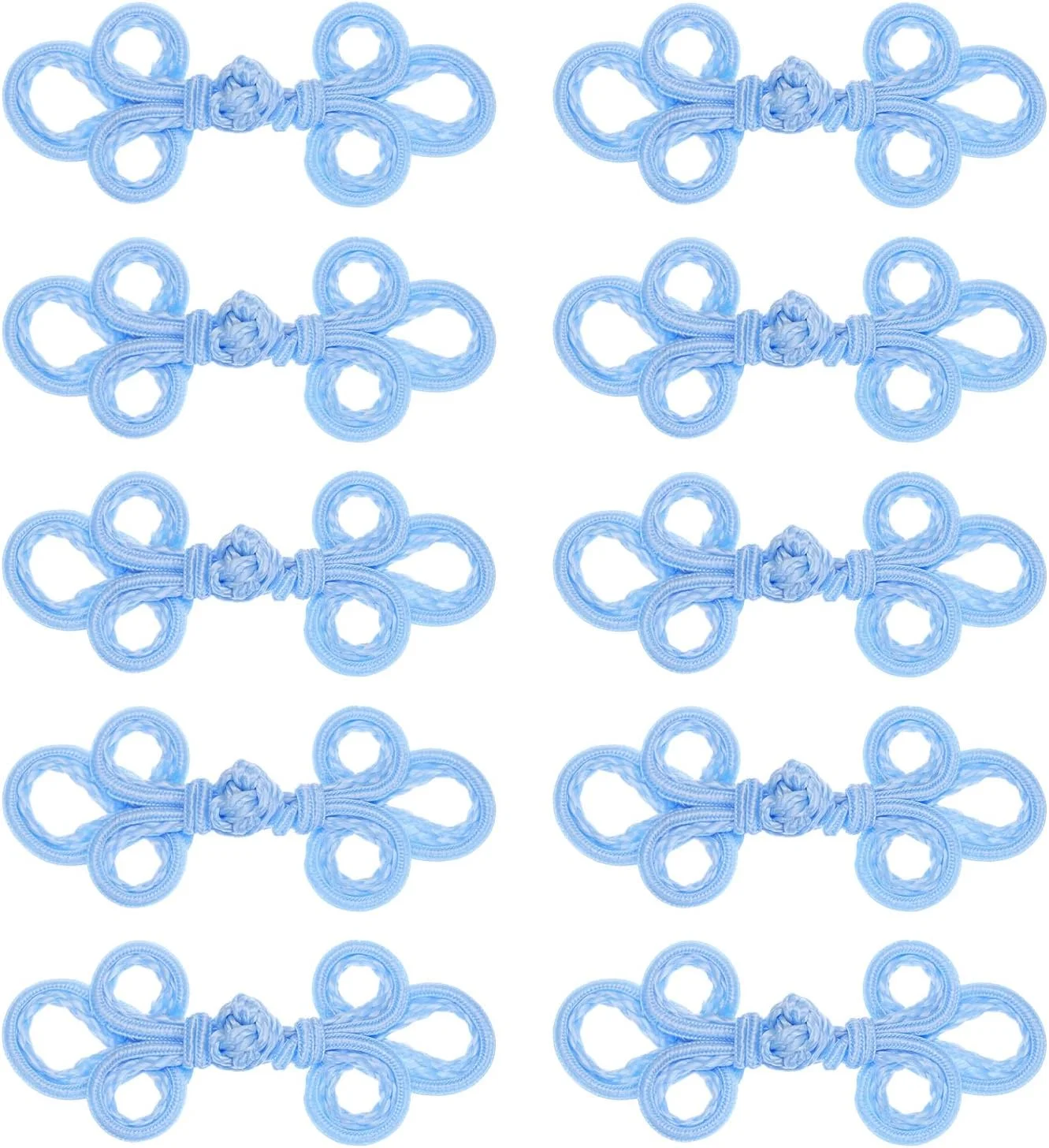 QUARKZMAN 10 جفت دکمه گره قورباغه ای چینی، بست دکمه ای آبی آسمانی برای دوخت لباس، شنل، ژاکت، لباس عروس