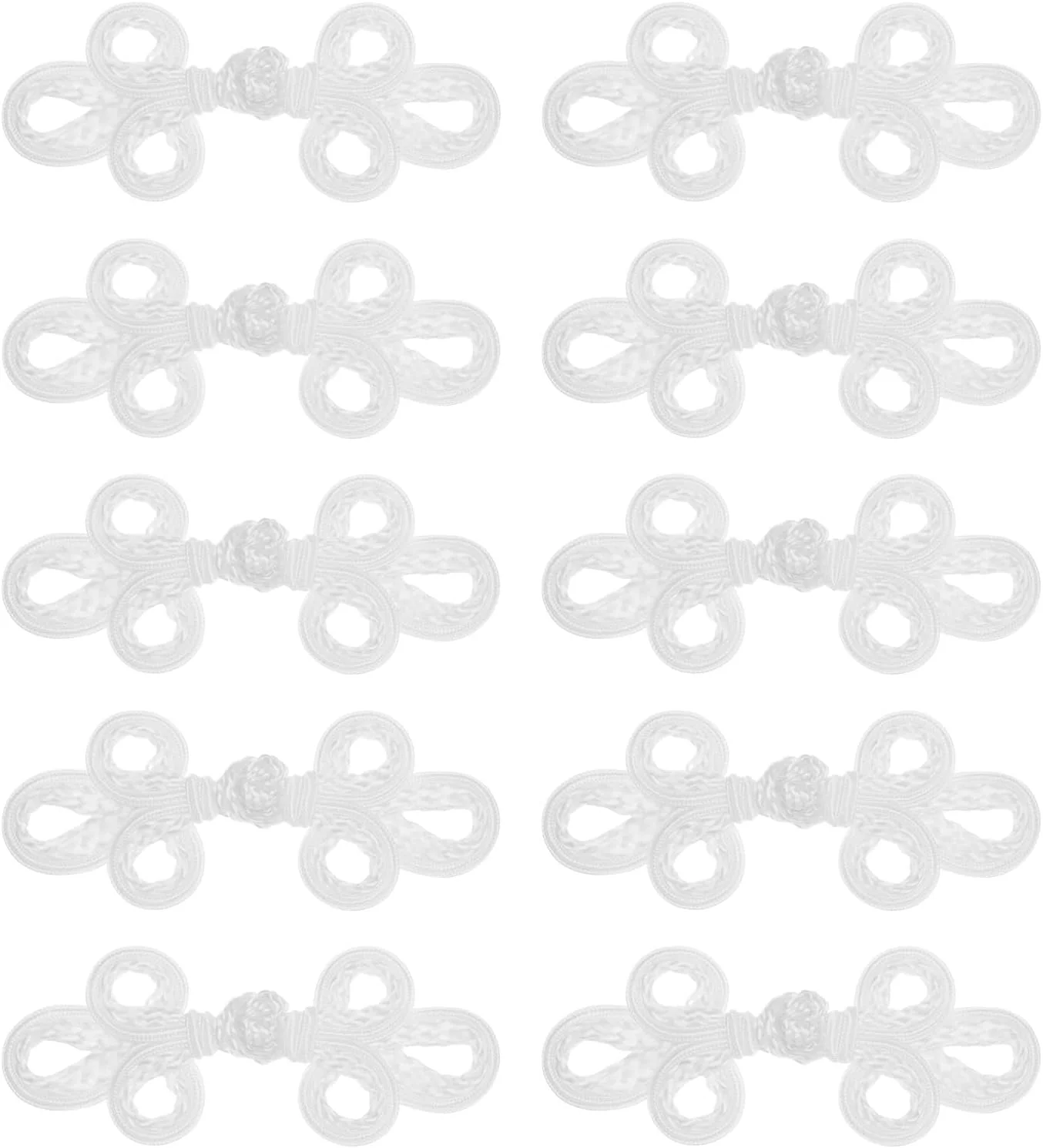 QUARKZMAN 10 جفت دکمه قورباغه ای گره چینی سفید برای دوخت لباس، شنل، ژاکت، لباس عروس