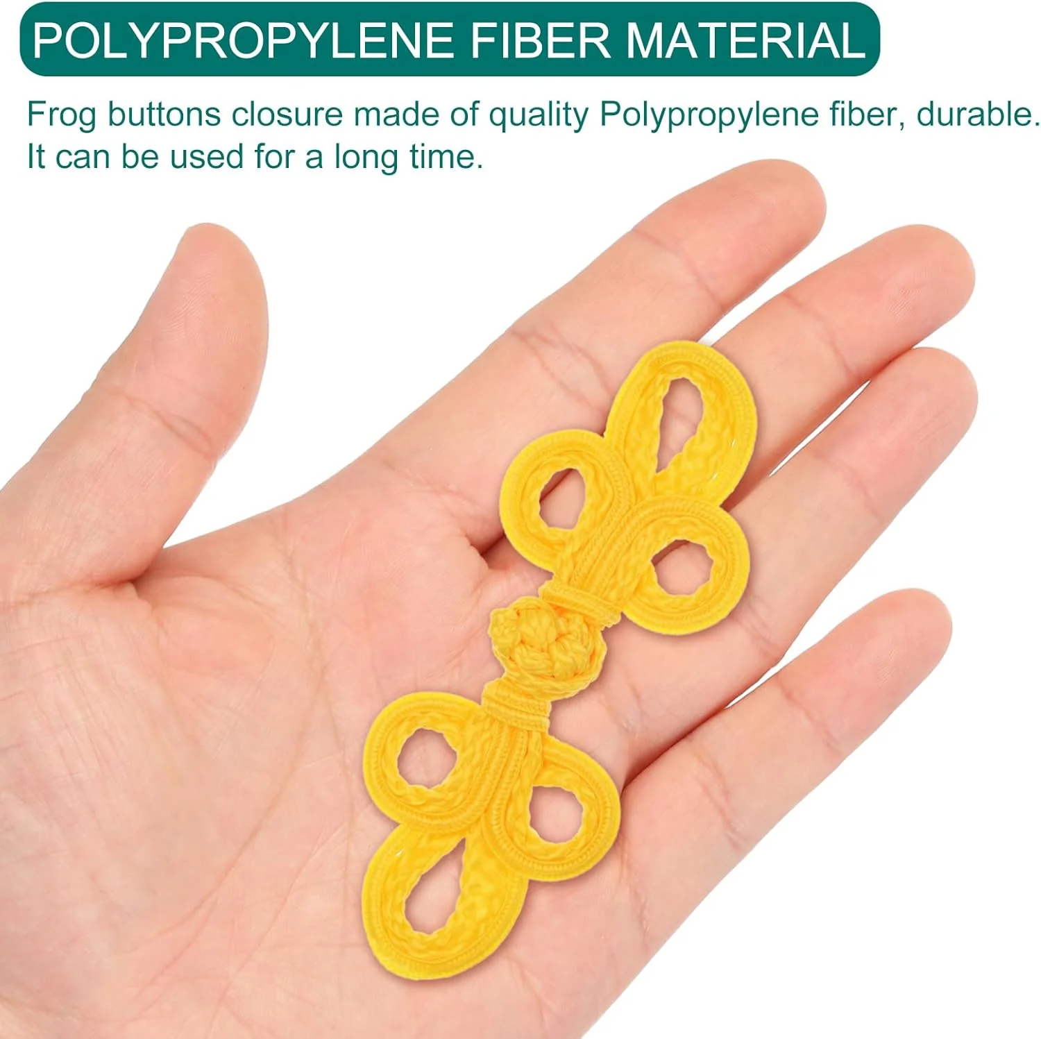 دکمه های قورباغه ای گره چینی QUARKZMAN، 6 جفت، دکمه های خیاطی زرد روشن برای خیاطی DIY، کت، شنل، ژاکت، لباس عروس