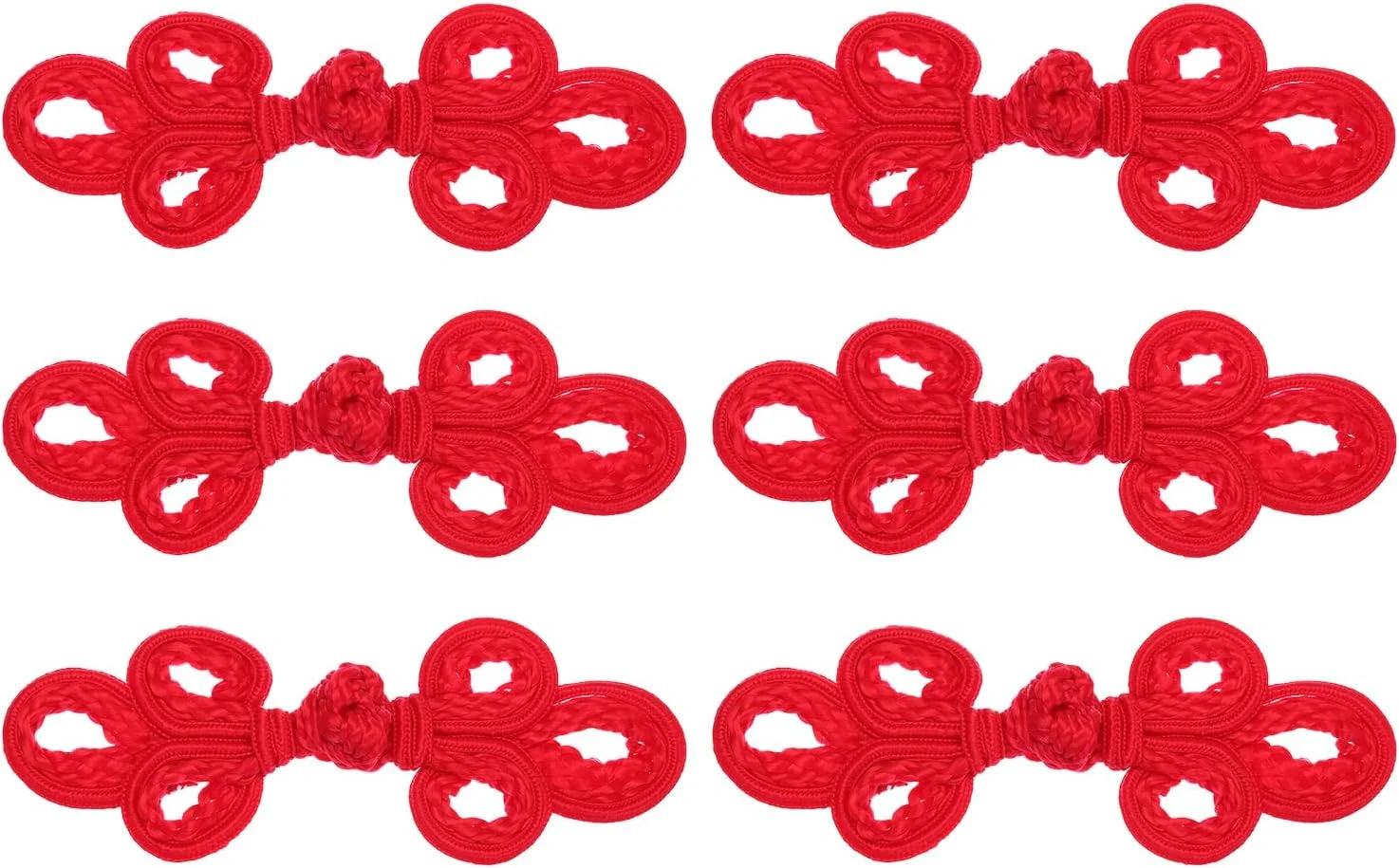 دکمه های قورباغه ای گره چینی QUARKZMAN، 6 جفت، رنگ قرمز تیره، بست دکمه ای برای دوخت، مناسب برای دوختن لباس، شنل، ژاکت، لباس عروس