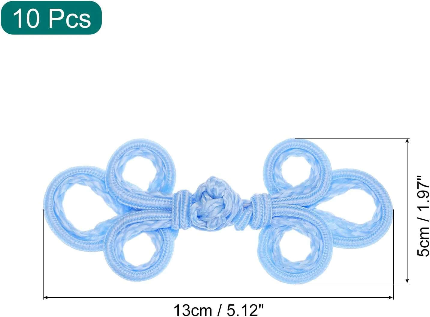 QUARKZMAN 10 جفت دکمه گره قورباغه ای چینی، بست دکمه ای آبی آسمانی برای دوخت لباس، شنل، ژاکت، لباس عروس