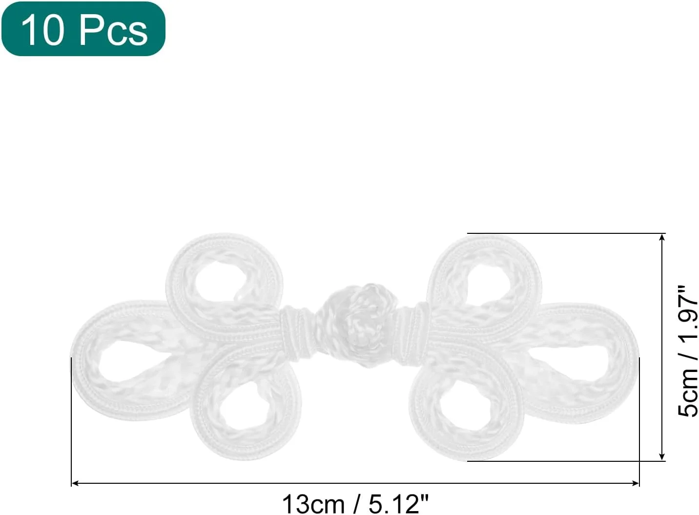 QUARKZMAN 10 جفت دکمه قورباغه ای گره چینی سفید برای دوخت لباس، شنل، ژاکت، لباس عروس