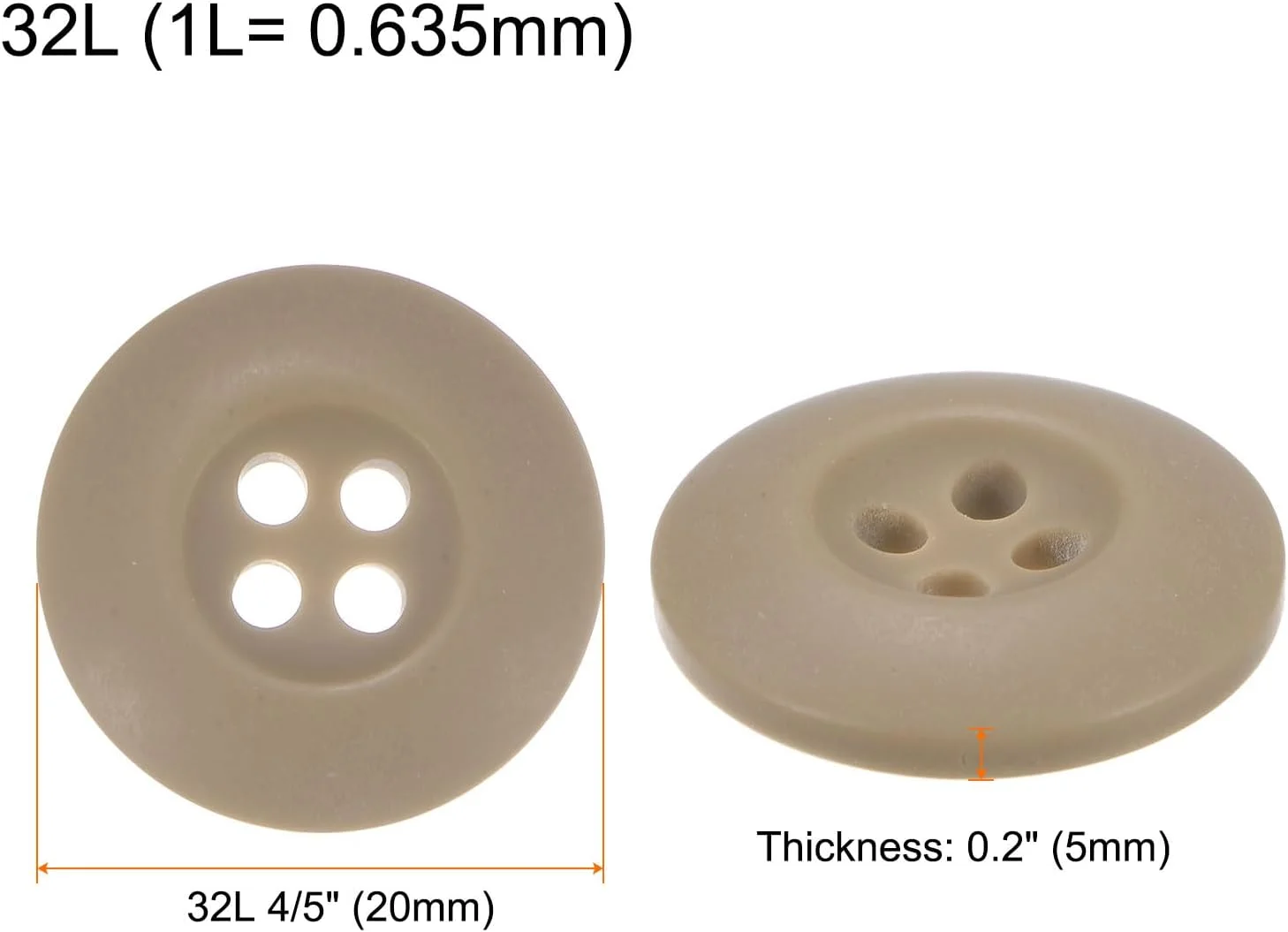 بسته 12 عددی دکمه خیاطی کوارکزمن 32 لیتری 4/5 اینچ (20 میلی متر) رزینی گرد تخت 4 سوراخه دکمه های صنایع دستی لباس فرم ارتش برای شلوار ژاکت لباس فرم کیف زرد روشن