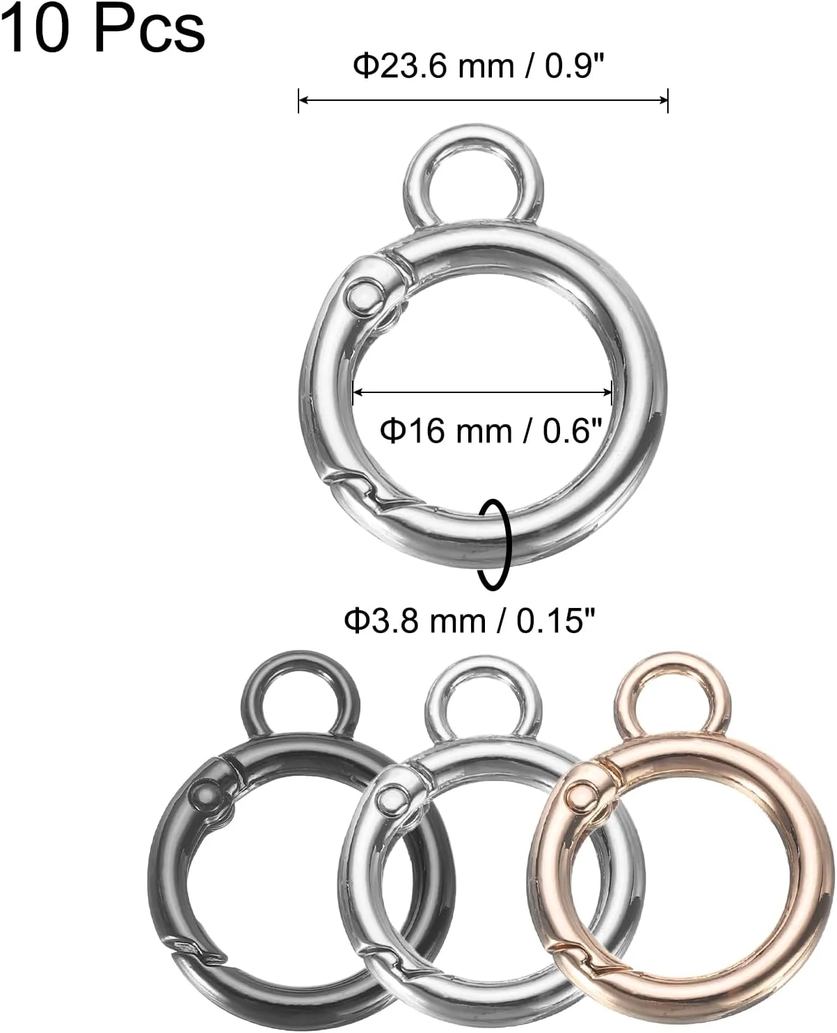 حلقه QUARKZMAN برای کیف، حلقه کلید گیره کارابین با چشم ثابت، حلقه های ماشه آلیاژ روی برای سگک جاکلیدی کیف دستی کیف پول حلقه QUARKZMAN برای کیف، حلقه کلید گیره کارابین با چشم ثابت، حلقه های ماشه آلیاژ روی برای سگک جاکلیدی کیف دستی کیف پول