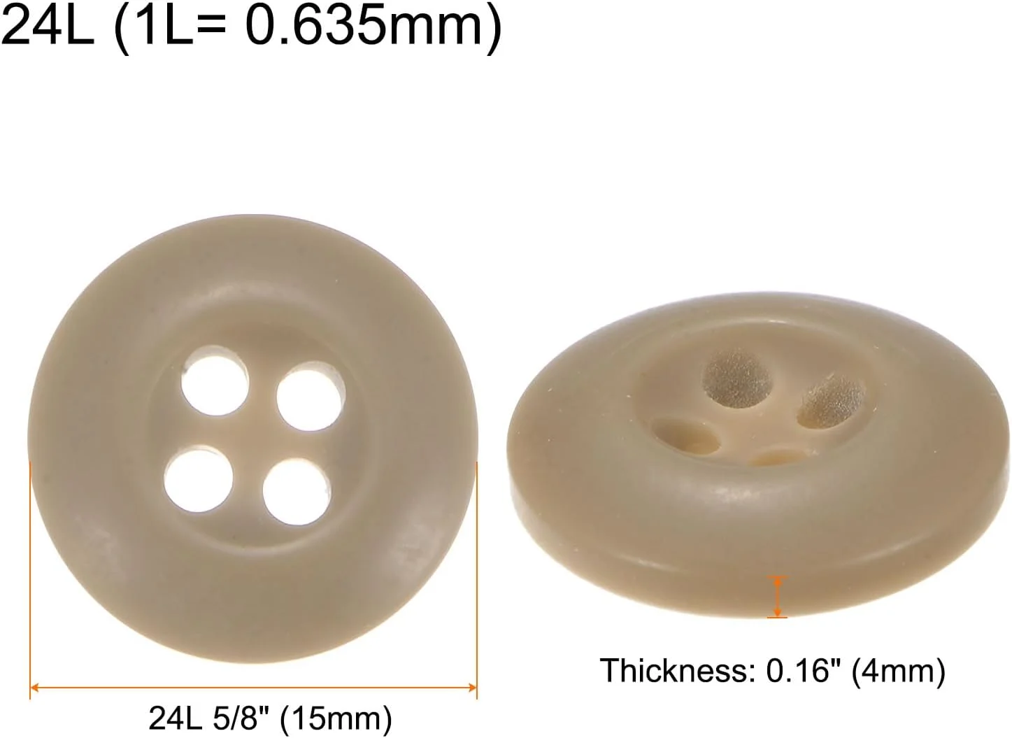 بسته 12 عددی دکمه خیاطی کوارکزمن، 24 لیتر، 5/8 اینچ (15 میلی متر)، رزینی گرد تخت 4 سوراخه، دکمه های صنایع دستی لباس فرم ارتش برای شلوار، ژاکت، لباس فرم، کیف، زرد روشن