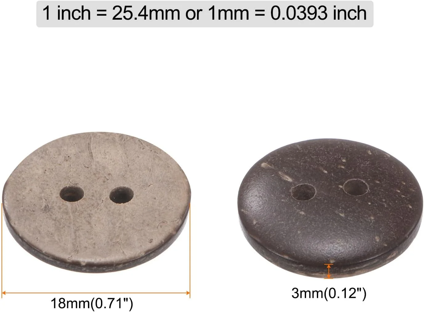 بسته 100 عددی دکمه خیاطی QUARKZMAN، سایز 18 میلی متر (11/16 اینچ)، 2 سوراخ، چوبی، گرد، دکمه های جایگزین برای لباس، تزئینات صنایع دستی DIY، قهوه ای