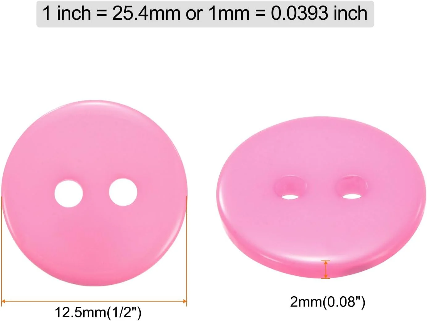 بسته 10 عددی دکمه خیاطی QUARKZMAN، 1/2 اینچ (12.5 میلی متر)، 2 سوراخ، رزین، گرد، دکمه های جایگزین برای لباس، تزئینات صنایع دستی DIY، صورتی