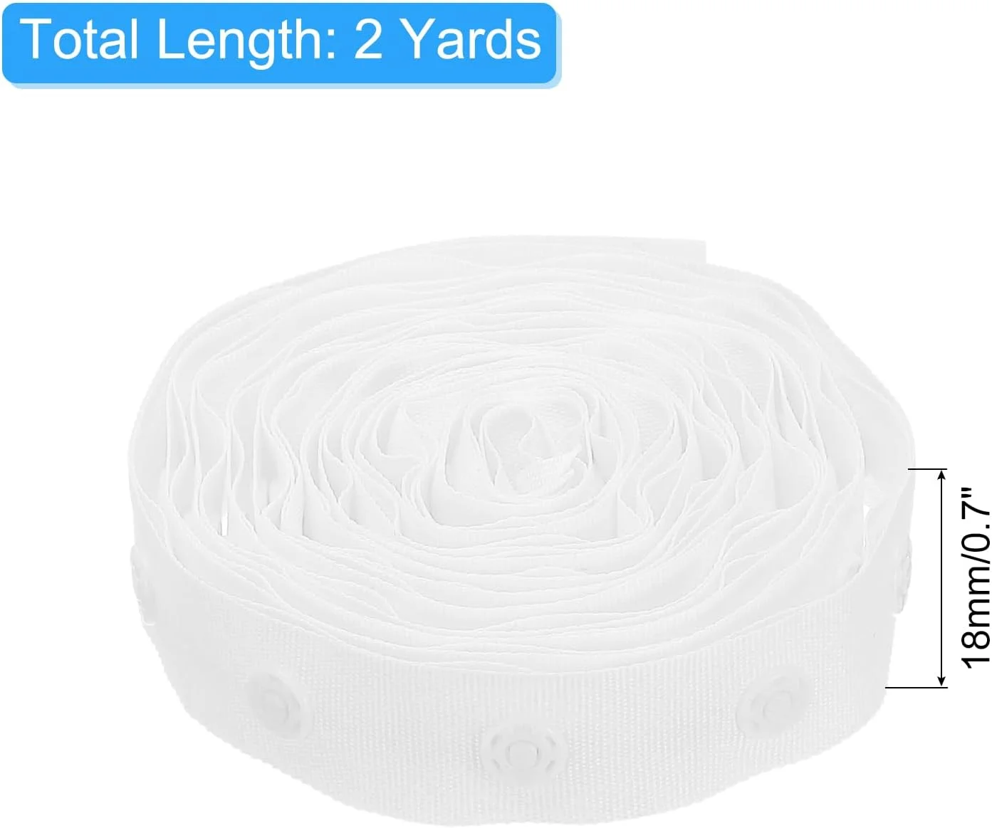 نوار دکمه فشاری خیاطی Quarkzman، 2 یارد، نوار دکمه فشاری پنبه ای برای لباس، کاردستی های DIY، سفید