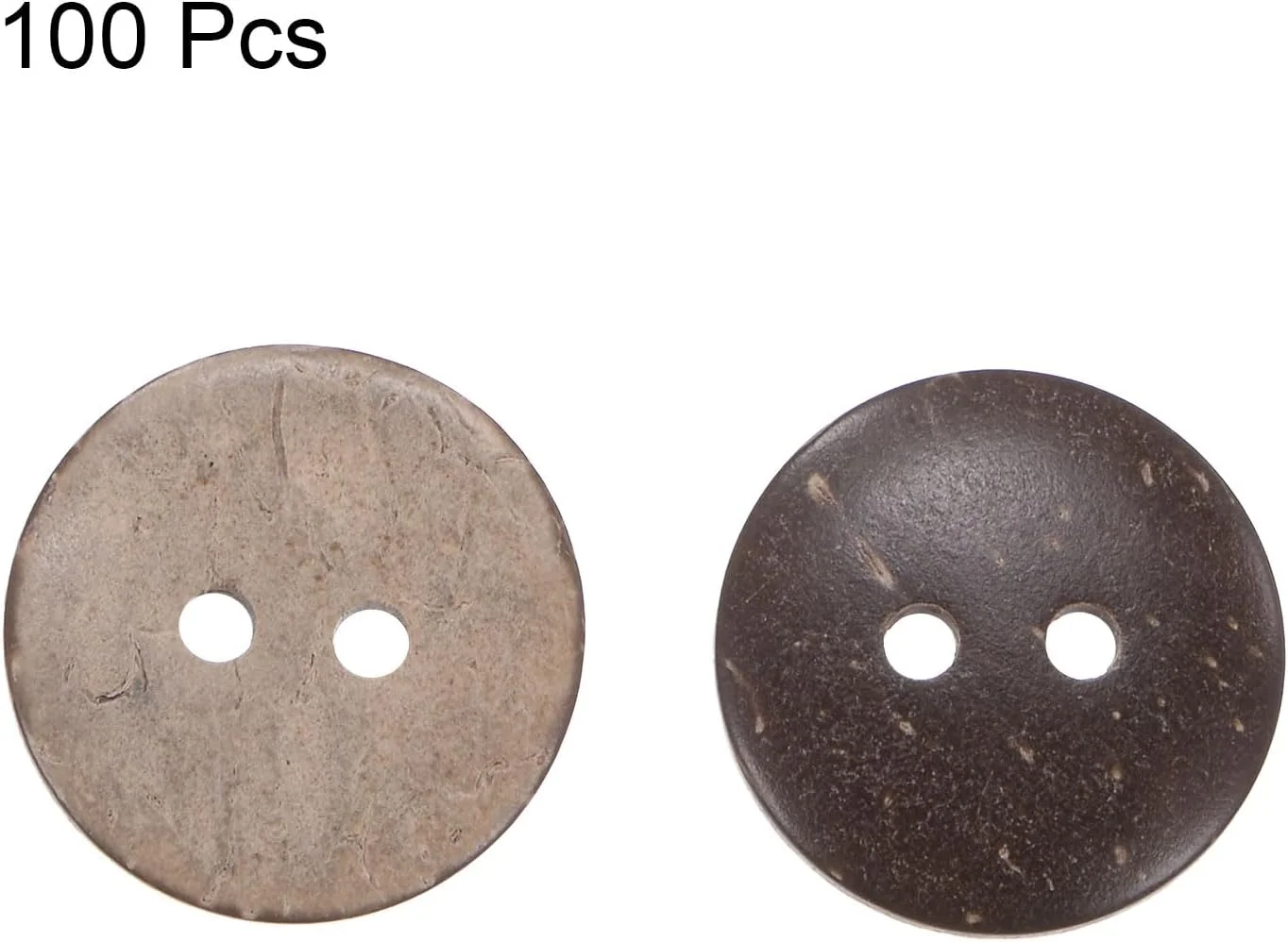 بسته 100 عددی دکمه خیاطی QUARKZMAN، سایز 18 میلی متر (11/16 اینچ)، 2 سوراخ، چوبی، گرد، دکمه های جایگزین برای لباس، تزئینات صنایع دستی DIY، قهوه ای