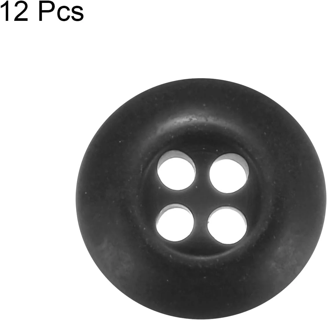 بسته 12 عددی دکمه خیاطی QUARKZMAN، سایز 24L (15 میلی متر)، رزینی، گرد، تخت، 4 سوراخ، دکمه های صنایع دستی لباس فرم ارتش برای شلوار، ژاکت، لباس فرم، کیف، مشکی