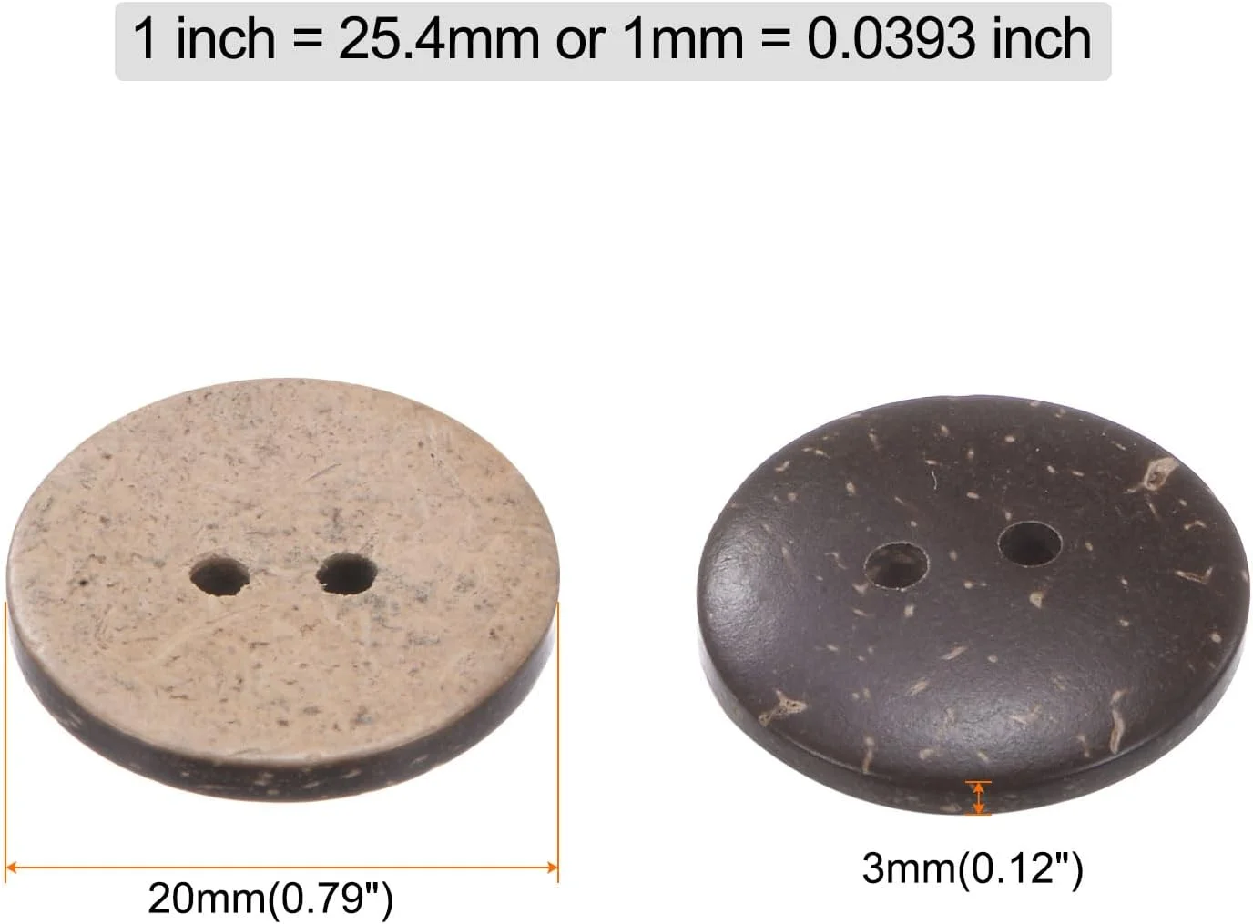 کوآرکزمن بسته 100 عددی دکمه خیاطی 20 میلی متری (3/4 اینچ) 2 سوراخه چوبی گرد، دکمه های جایگزین برای لباس، تزئینات صنایع دستی DIY، قهوه ای