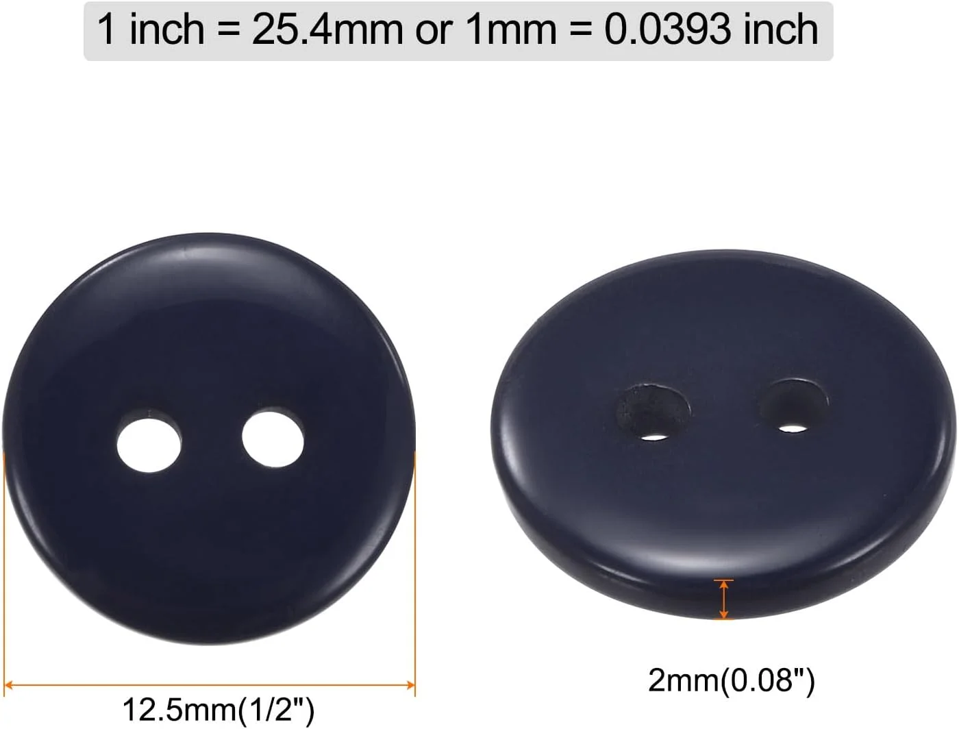 بسته 10 عددی دکمه خیاطی QUARKZMAN، 1/2 اینچ (12.5 میلی متر)، 2 سوراخ، رزین، گرد، دکمه های جایگزین برای لباس، تزئینات صنایع دستی DIY، سرمه ای