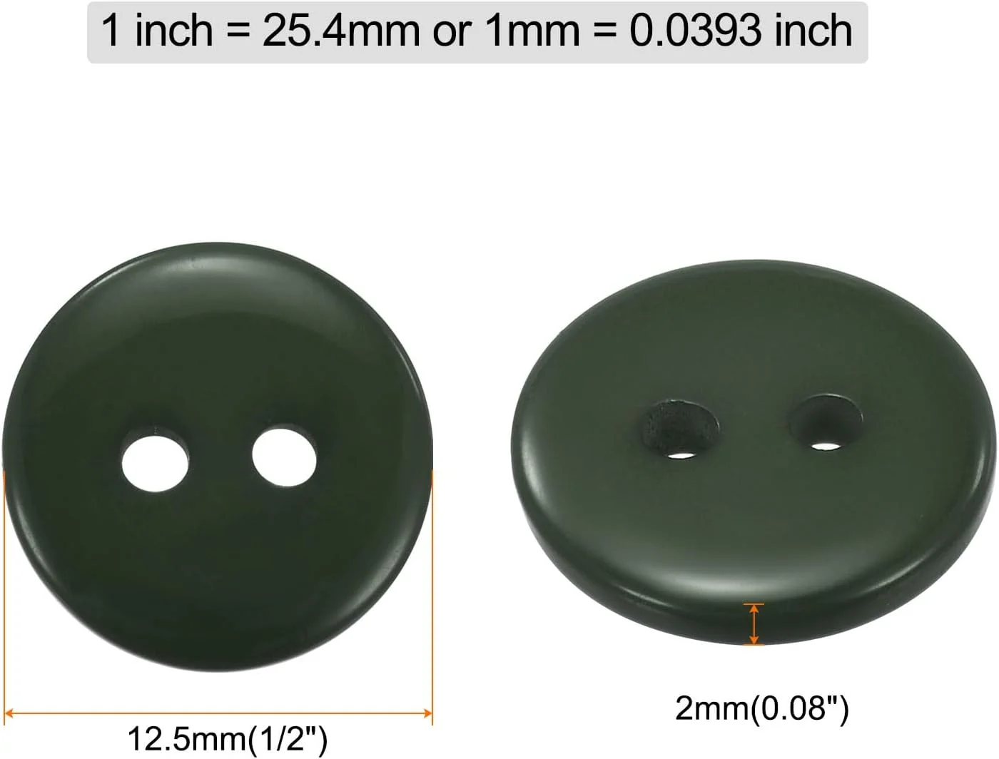 بسته 10 عددی دکمه خیاطی QUARKZMAN، 1/2 اینچ (12.5 میلی متر)، 2 سوراخ، رزین، گرد، دکمه های جایگزین برای لباس، تزئینات صنایع دستی DIY، سبز تیره
