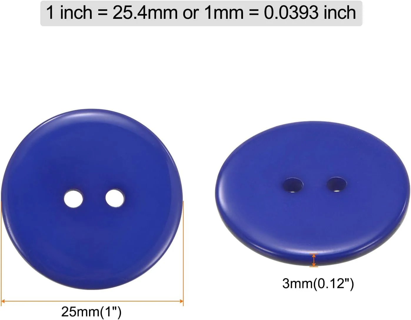 کوآرکزمان، بسته 10 عددی دکمه خیاطی 1 اینچی (25 میلی متر) 2 سوراخه رزینی گرد، دکمه های جایگزین برای لباس، تزئینات صنایع دستی DIY، آبی تیره