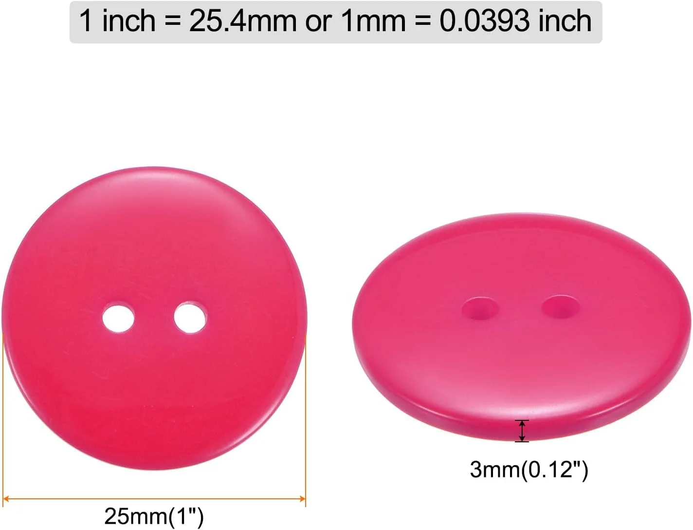 بسته 10 عددی دکمه خیاطی QUARKZMAN، 1 اینچ (25 میلی متر)، 2 سوراخ، رزینی، گرد، دکمه های جایگزین برای لباس، تزئینات صنایع دستی DIY، قرمز گل رز