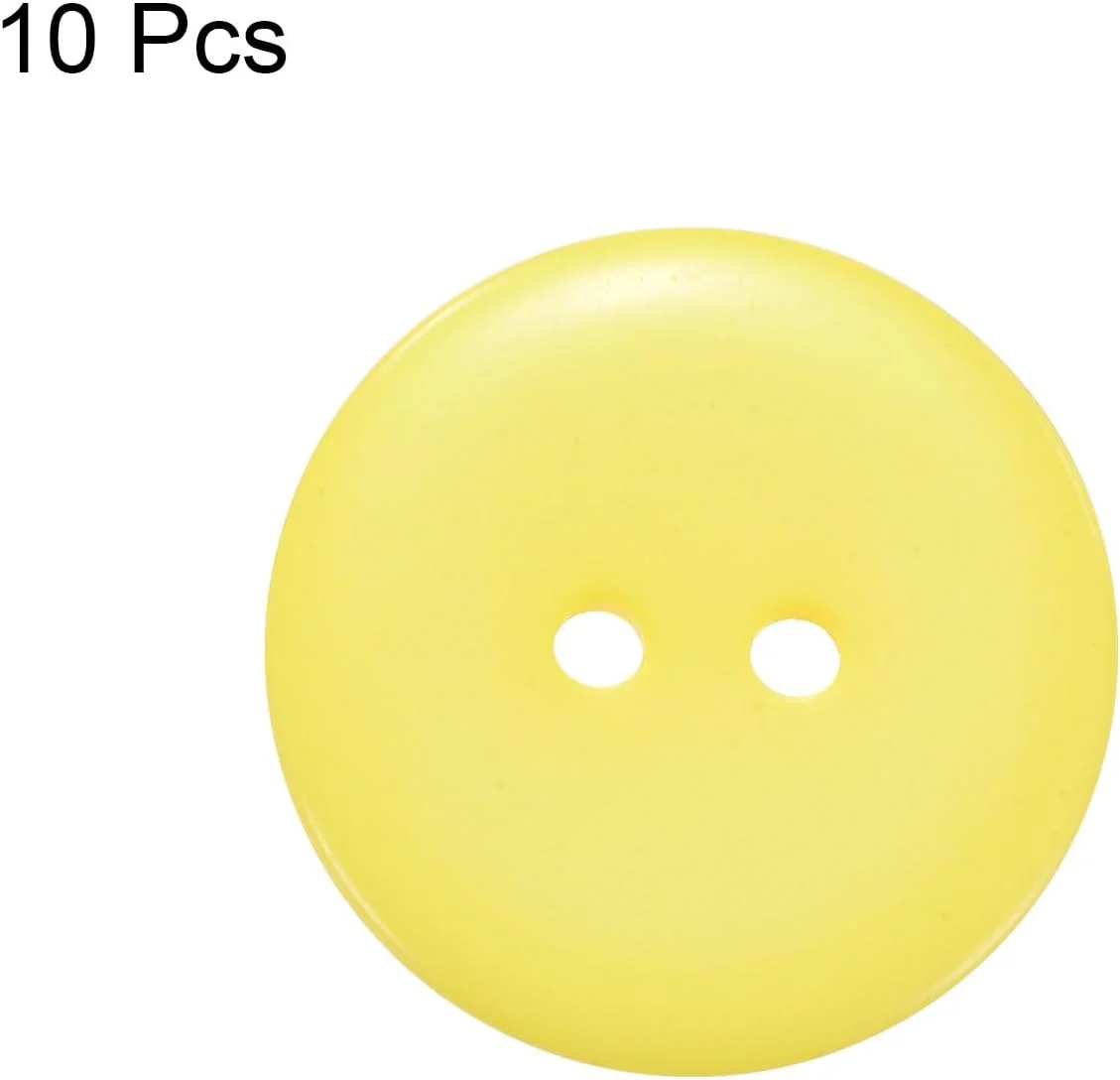 بسته 10 عددی دکمه خیاطی QUARKZMAN، 1 اینچ (25 میلی متر)، 2 سوراخ، دکمه های جایگزین رزینی گرد برای لباس، تزئینات صنایع دستی DIY، زرد