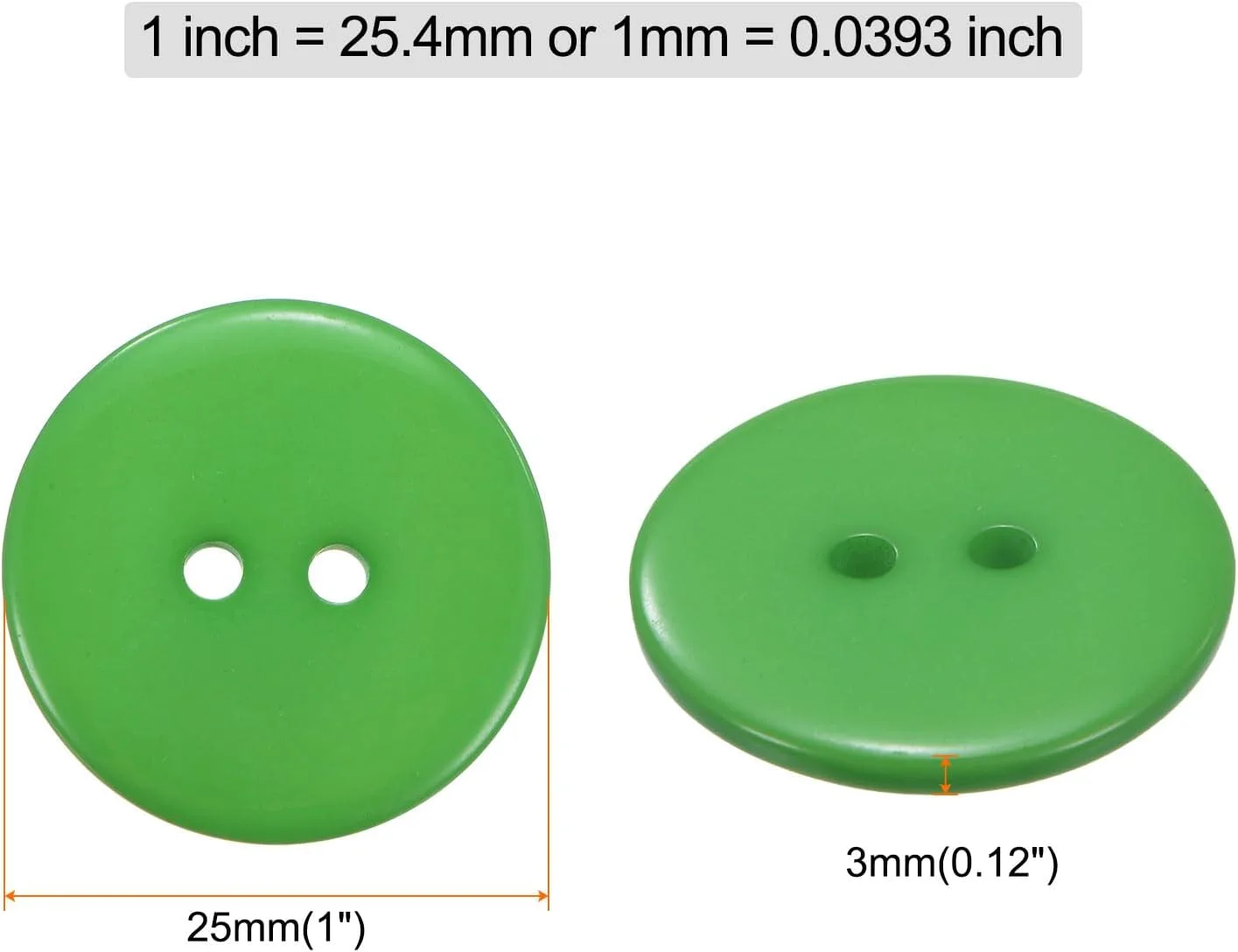 بسته 10 عددی دکمه خیاطی QUARKZMAN، 25 میلی متر (1 اینچ)، 2 سوراخ، دکمه های جایگزین رزینی گرد برای لباس، تزئینات صنایع دستی DIY، سبز