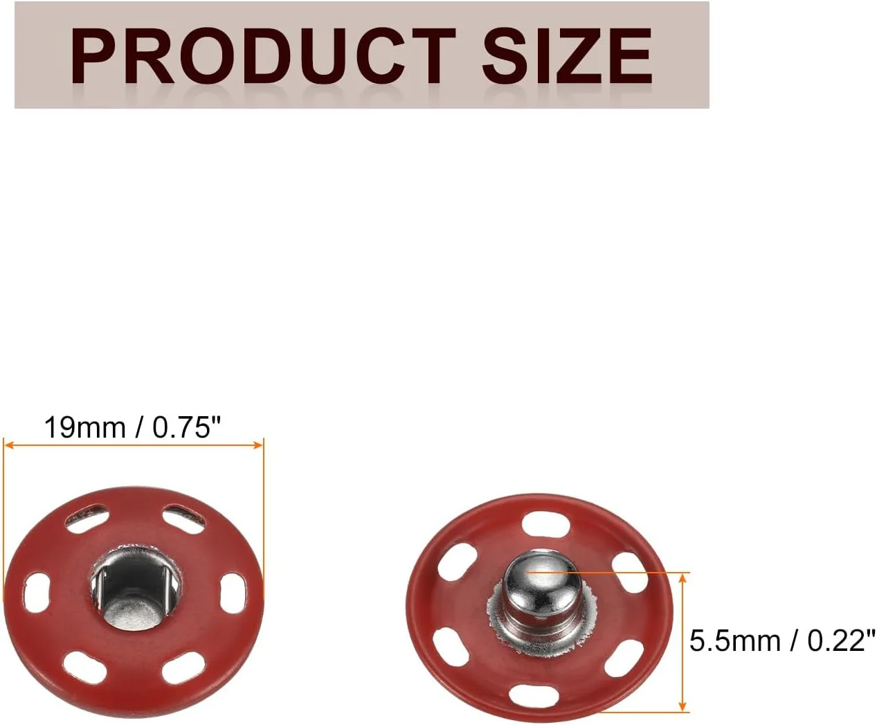 ست 5 عددی دکمه فشاری خیاطی QUARKZMAN، دکمه های فلزی 19 میلی متری برای کیف دستی، لباس، خیاطی و صنایع دستی، قرمز
