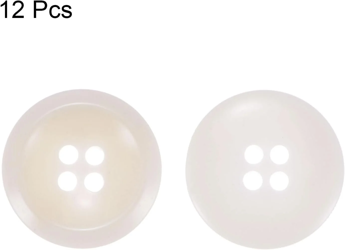 بسته 12 عددی دکمه خیاطی QUARKZMAN، 32 لیتری، 4/5 اینچ (20 میلی متر)، رزینی، گرد، تخت، 4 سوراخه، دکمه های براق برای شلوار، ژاکت، لباس فرم، کیف، سفید