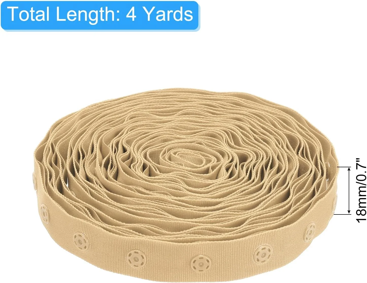 نوار دکمه فشاری 4 یاردی QUARKZMAN برای خیاطی، نوار دکمه فشاری پنبه ای، نوار سگک رهاسازی سریع برای لباس، پارچه، صنایع دستی DIY، سفید شیری