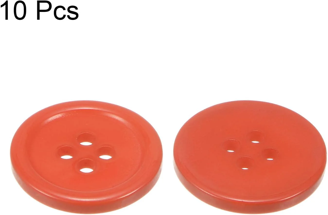 بسته 10 عددی دکمه کوارکزمن، دکمه های خیاطی بزرگ 20 میلی متری، دکمه های پلاستیکی رزینی تخت 4 سوراخه گرد برای دوخت لباس، ژاکت، پیراهن، کت، بافتنی، نارنجی