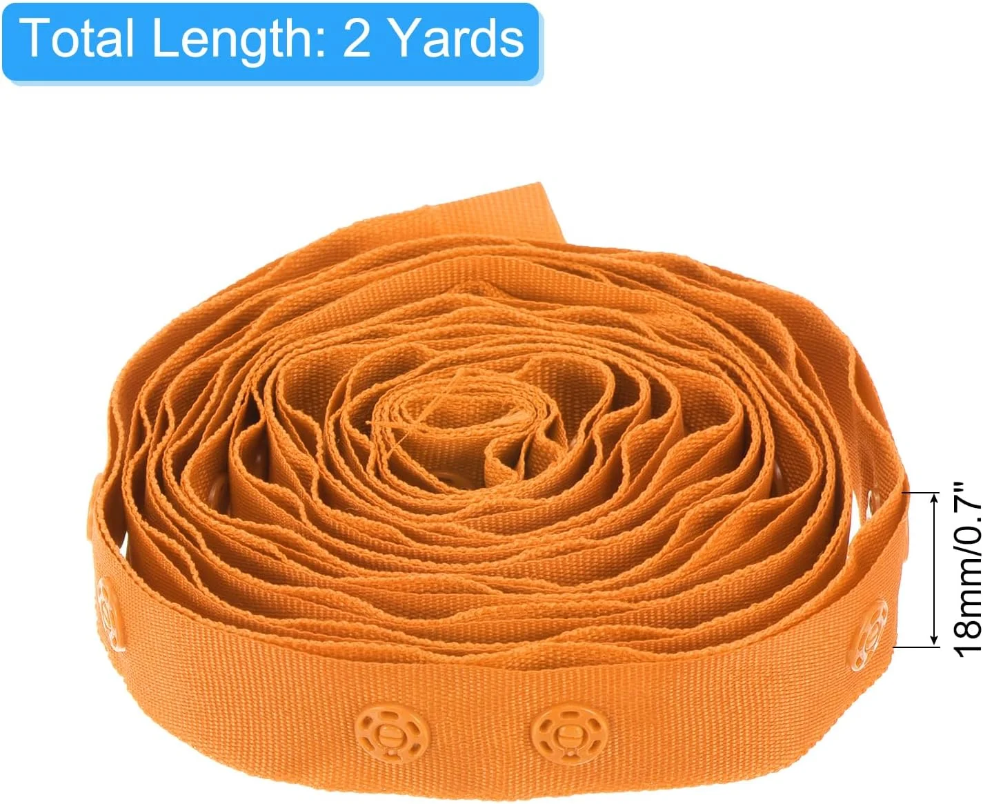 نوار دکمه فشاری 2 یاردی QUARKZMAN، سگک دوبل برای خیاطی، نوار سگک تریم دکمه فشاری پنبه ای برای لباس، پارچه، پروژه های صنایع دستی DIY، نارنجی