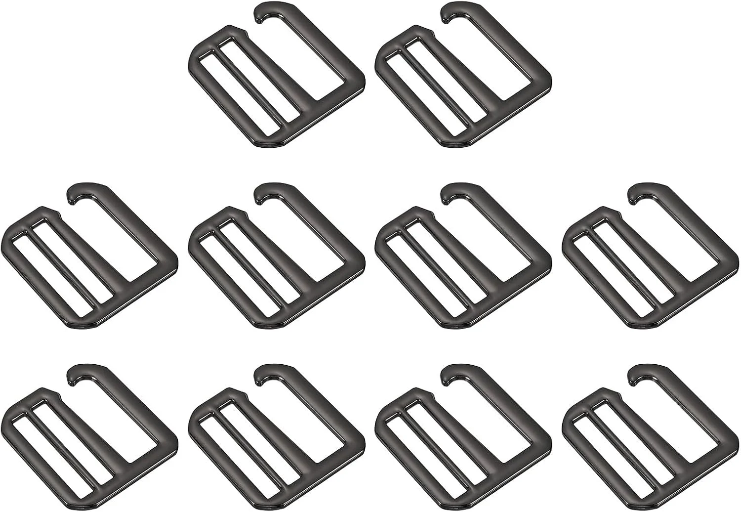 QUARKZMAN 10 عدد سگک کمربند 32 میلی متری با سگک های کشویی فلزی G-Hook، سه لغزنده تخت قابل تنظیم برای بند کوله پشتی، خاکستری تیره، خاکستری تیره، 32 میلی متر