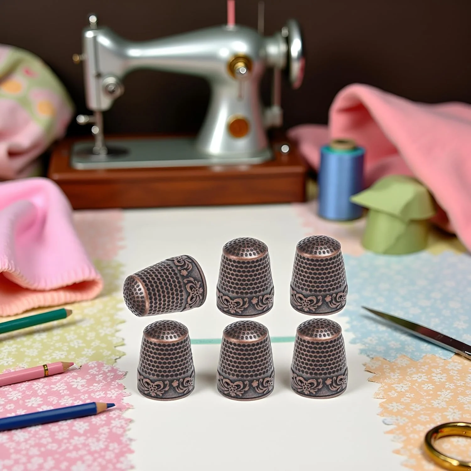 انگشتانه خیاطی Qintreesify، محافظ نوک انگشت فلزی برنجی، لوازم جانبی لحاف دوزی، بافندگی و گلدوزی برای ابزارهای خیاطی دستی DIY