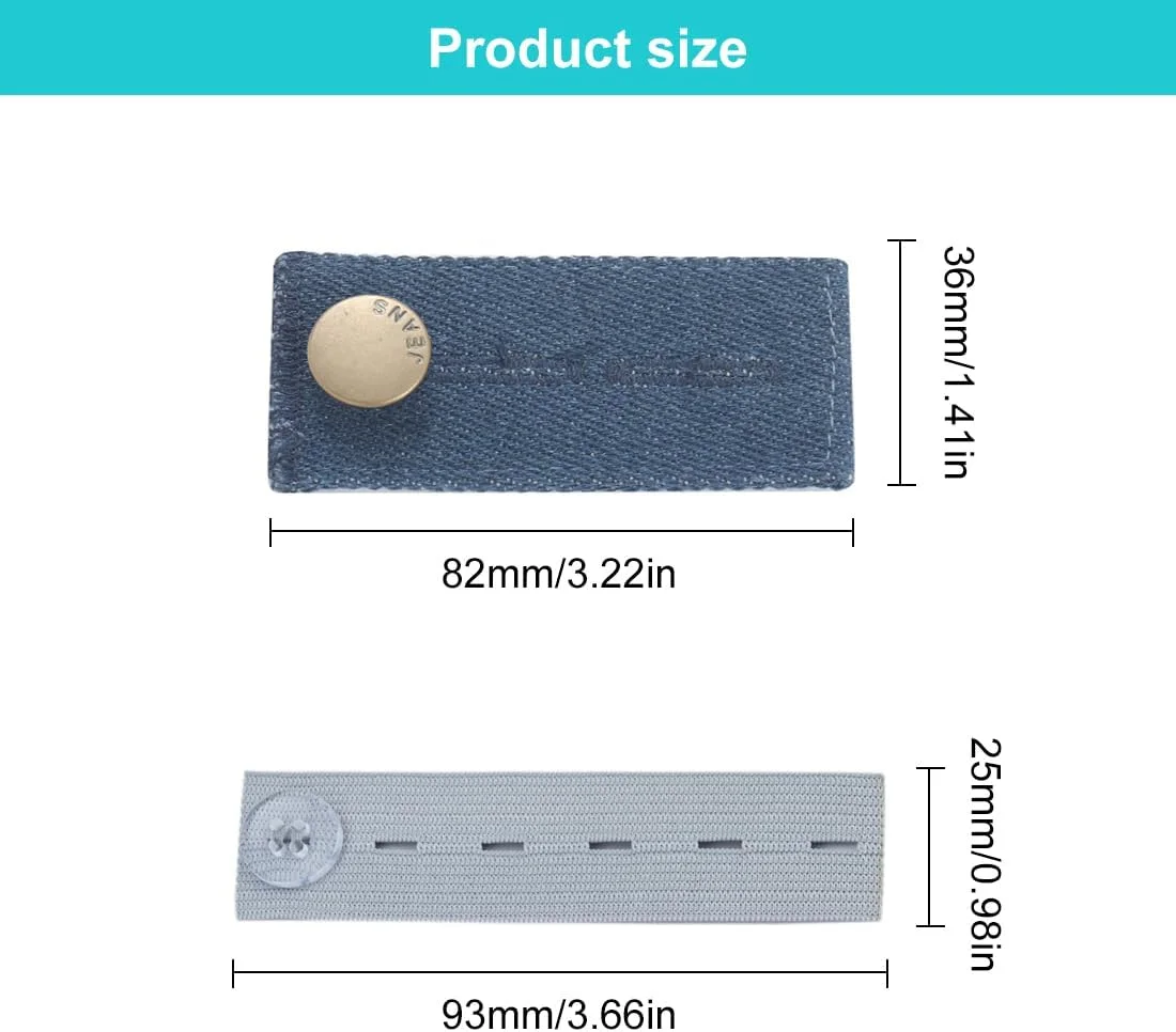 دکمه های کشی کمر جین QIBZI، 8 عدد، افزایش دهنده کمر الاستیک برای شلوار، بدون نیاز به دوخت