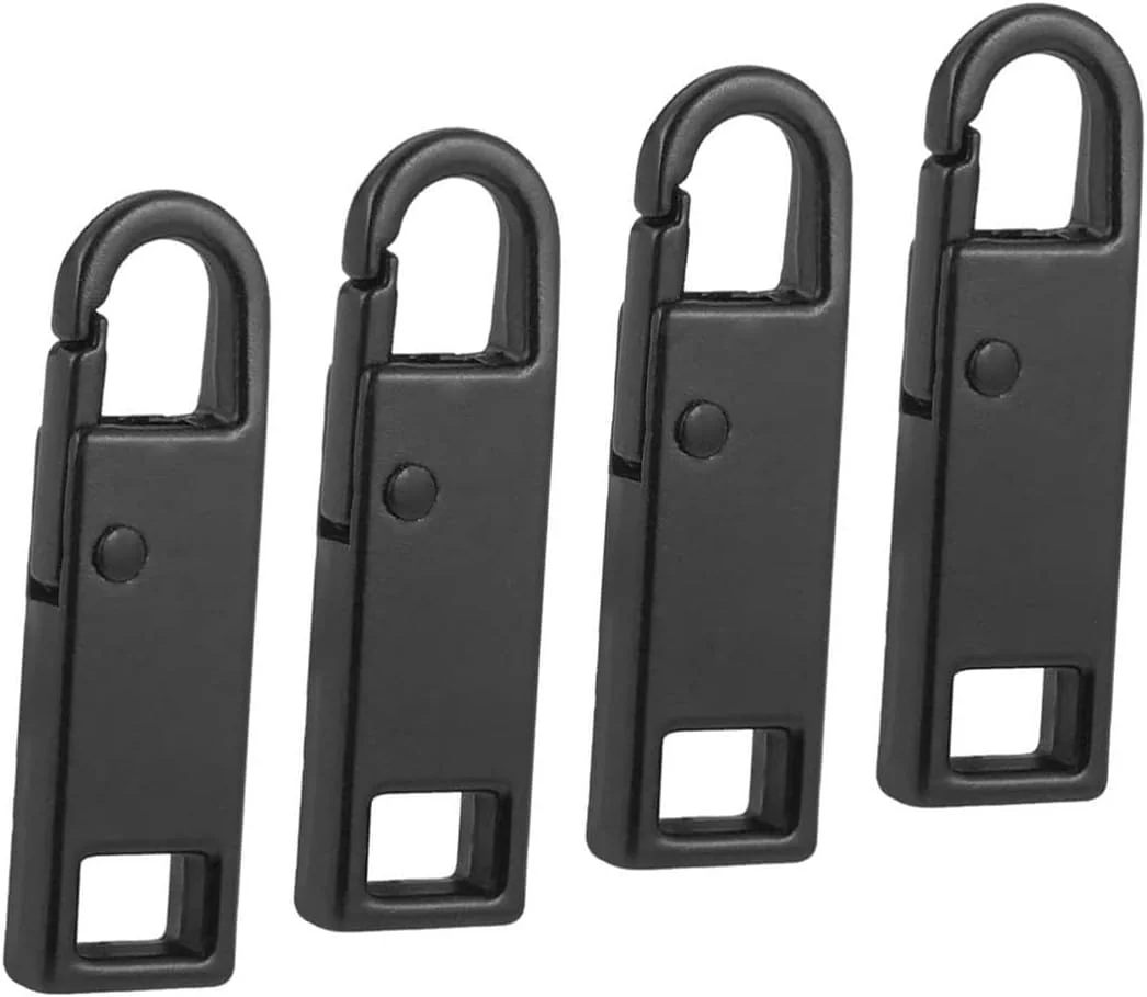 دستگیره زیپ فلزی Qiven، جایگزین سرزیپ، ایمن و بادوام، استفاده آسان، برای تعویض و تعمیر سرزیپ، مناسب برای چمدان، کوله پشتی، لباس، چکمه و غیره، 4 عدد، مشکی