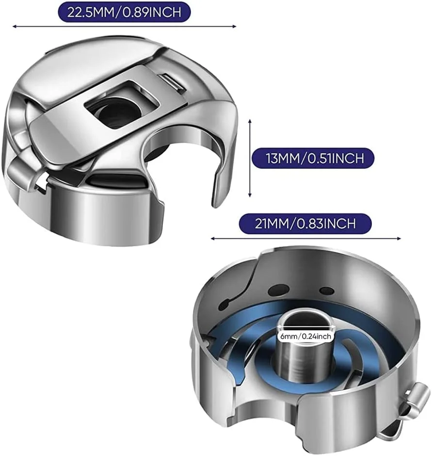 Qccige 2-Piece Sewing Machine Bobbin Case, Stainless Steel Bobbin Case for Industrial Sewing Machines, Suitable for Sewing Machines such as Singer, Brother and Many Others