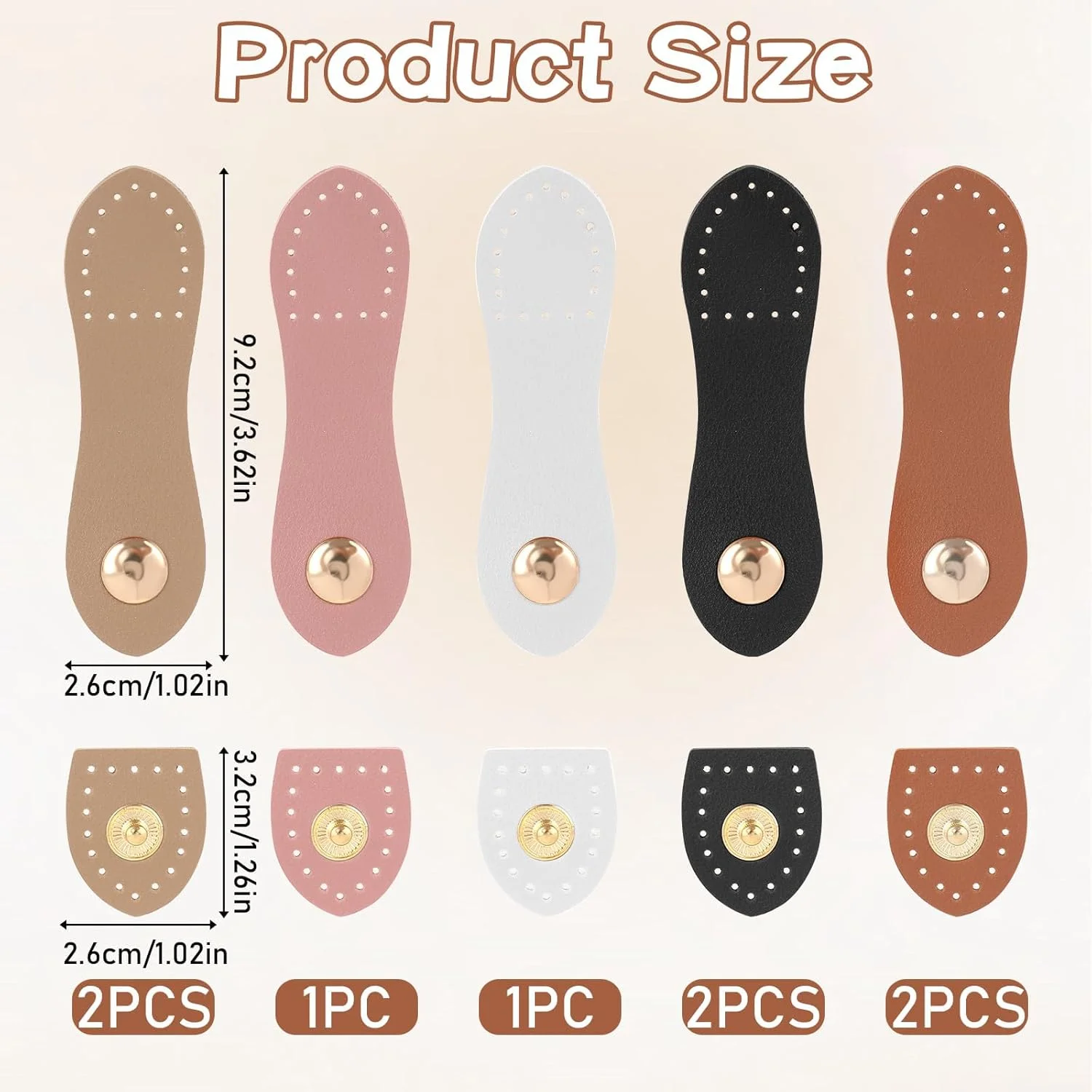 بست های دکمه ای چرمی 8 عددی Qaestuan، بست های دکمه ای برای ساخت کیف، بست دکمه ای چرمی، بست کیف چرمی دوخته شده، برای کیف های دستی، کیف ها، کیف های دستی