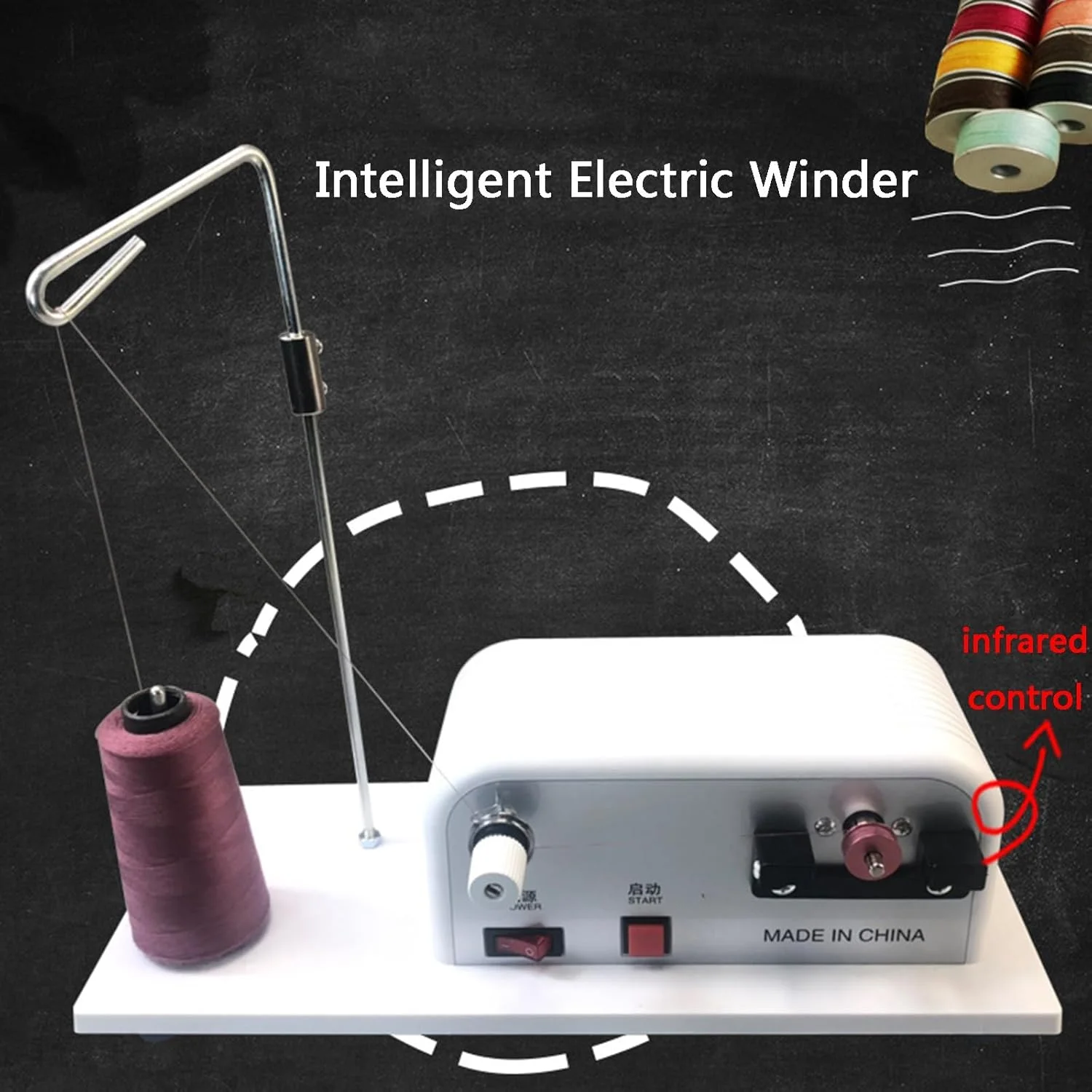 ماسوره پیچ اتوماتیک QCHIAN، ماسوره پیچ قابل حمل برای خیاطی با راهنمای نخ، پایه قرقره و صفحه نصب فولادی، تجربه سیم پیچی سریع و کارآمد ماسوره پیچ اتوماتیک QCHIAN، ماسوره پیچ قابل حمل برای خیاطی با راهنمای نخ، پایه قرقره و صفحه نصب فولادی، تجربه سیم پیچی سریع و کارآمد