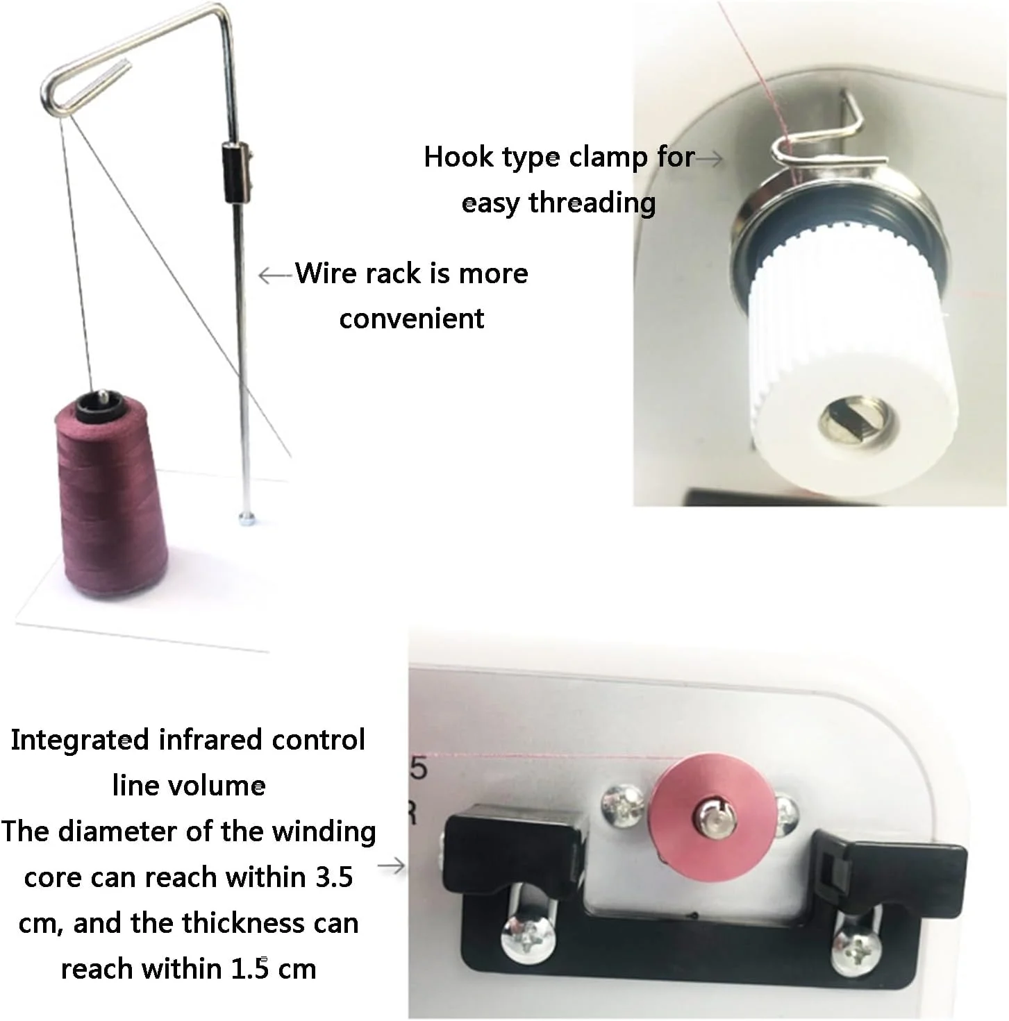 ماسوره پیچ اتوماتیک QCHIAN، ماسوره پیچ قابل حمل برای خیاطی با راهنمای نخ، پایه قرقره و صفحه نصب فولادی، تجربه سیم پیچی سریع و کارآمد ماسوره پیچ اتوماتیک QCHIAN، ماسوره پیچ قابل حمل برای خیاطی با راهنمای نخ، پایه قرقره و صفحه نصب فولادی، تجربه سیم پیچی سریع و کارآمد