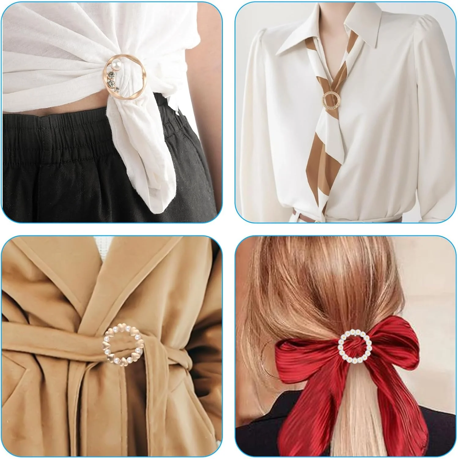 گیره حلقه روسری QBXMY7 گیره کراوات تی شرت برای زنان، 5 مدل گیره و حلقه تی شرت زنانه برای پهلو، حلقه و اسلاید فلزی روسری، سگک گیره پیراهن دایره ای گرد برای روسری لباس های گشاد گیره حلقه روسری QBXMY7 گیره کراوات تی شرت برای زنان، 5 مدل گیره و حلقه تی شرت زنانه برای پهلو، حلقه و اسلاید فلزی روسری، سگک گیره پیراهن دایره ای گرد برای روسری لباس های گشاد