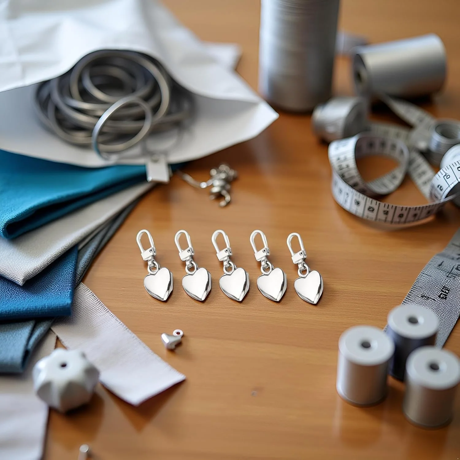 Pxiryanlow 5 عدد سرزیپ قلبی نقره ای جداشدنی، تعویض زیپ های خلاقانه و زیبا، کیت تعمیر برای کت، ژاکت، شلوار، چمدان، لوازم خیاطی، بست ها