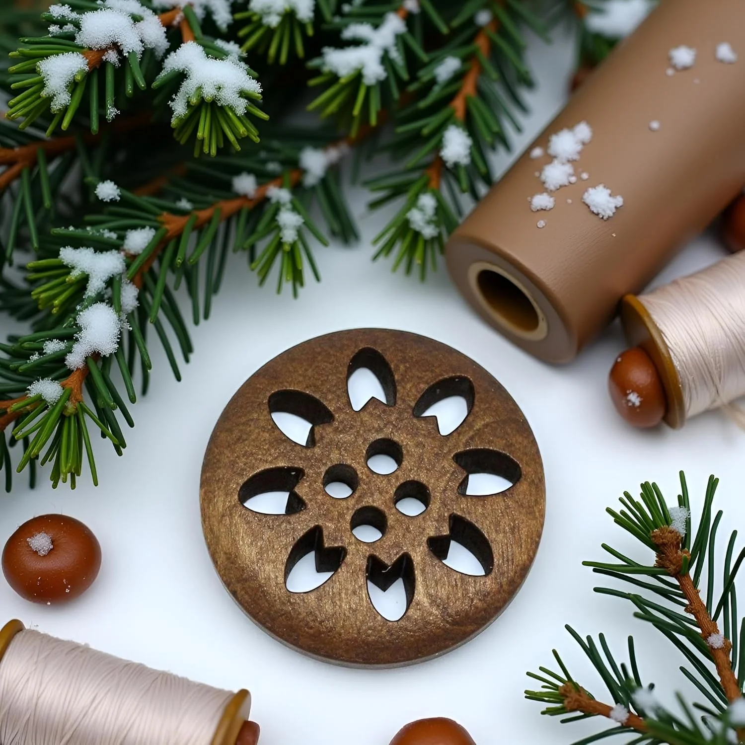 پوریوپرل 20 عدد دکمه چوبی قهوه ای طرح دانه برف با 4 سوراخ، دکمه های خیاطی چوبی برای صنایع دستی DIY، لوازم خیاطی پوریوپرل 20 عدد دکمه چوبی قهوه ای طرح دانه برف با 4 سوراخ، دکمه های خیاطی چوبی برای صنایع دستی DIY، لوازم خیاطی