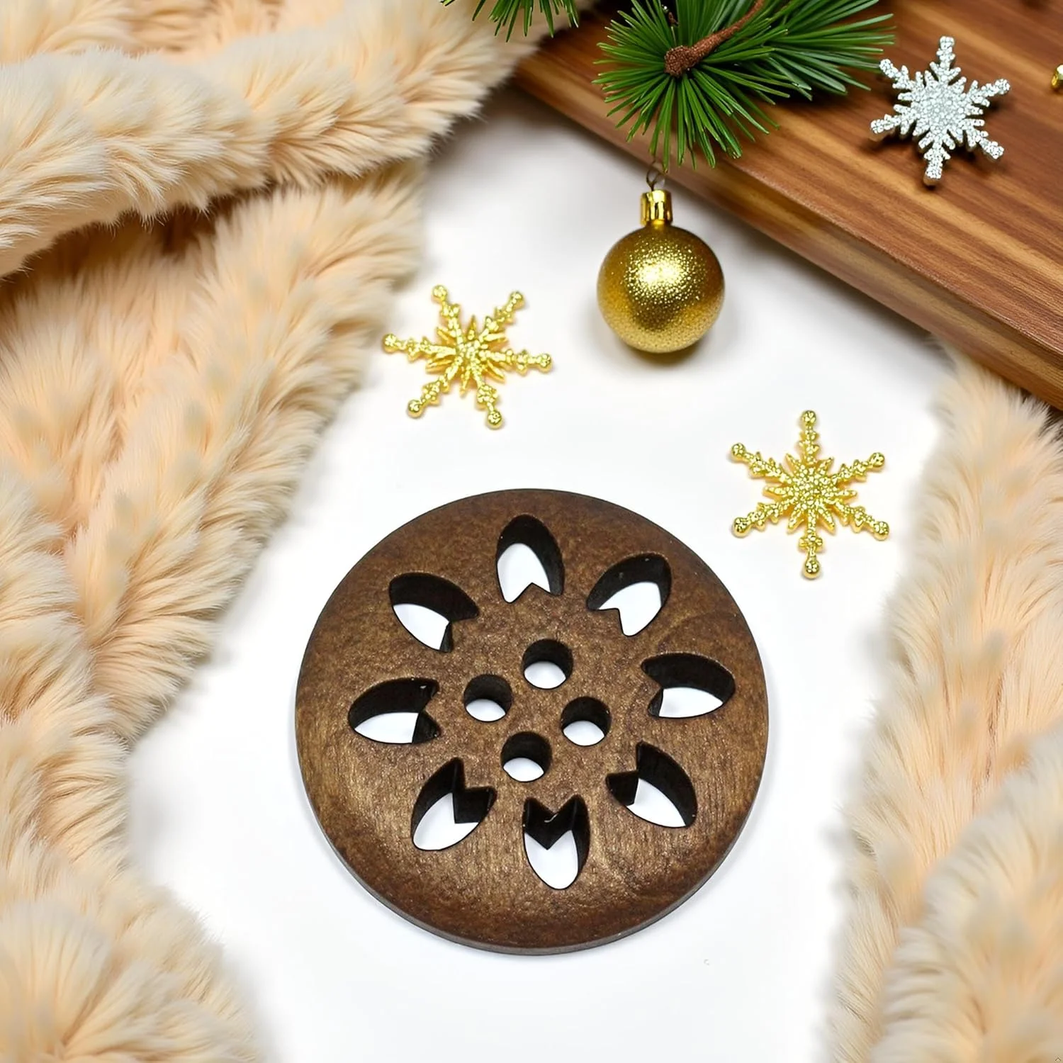 پوریوپرل 20 عدد دکمه چوبی قهوه ای طرح دانه برف با 4 سوراخ، دکمه های خیاطی چوبی برای صنایع دستی DIY، لوازم خیاطی پوریوپرل 20 عدد دکمه چوبی قهوه ای طرح دانه برف با 4 سوراخ، دکمه های خیاطی چوبی برای صنایع دستی DIY، لوازم خیاطی